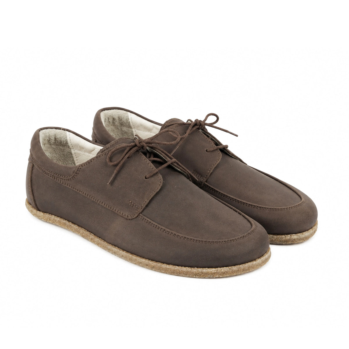 Crazy Barefoot Laces Penny Loafer Shoes – Classic Sole — Leather Sole – Beige Bizon