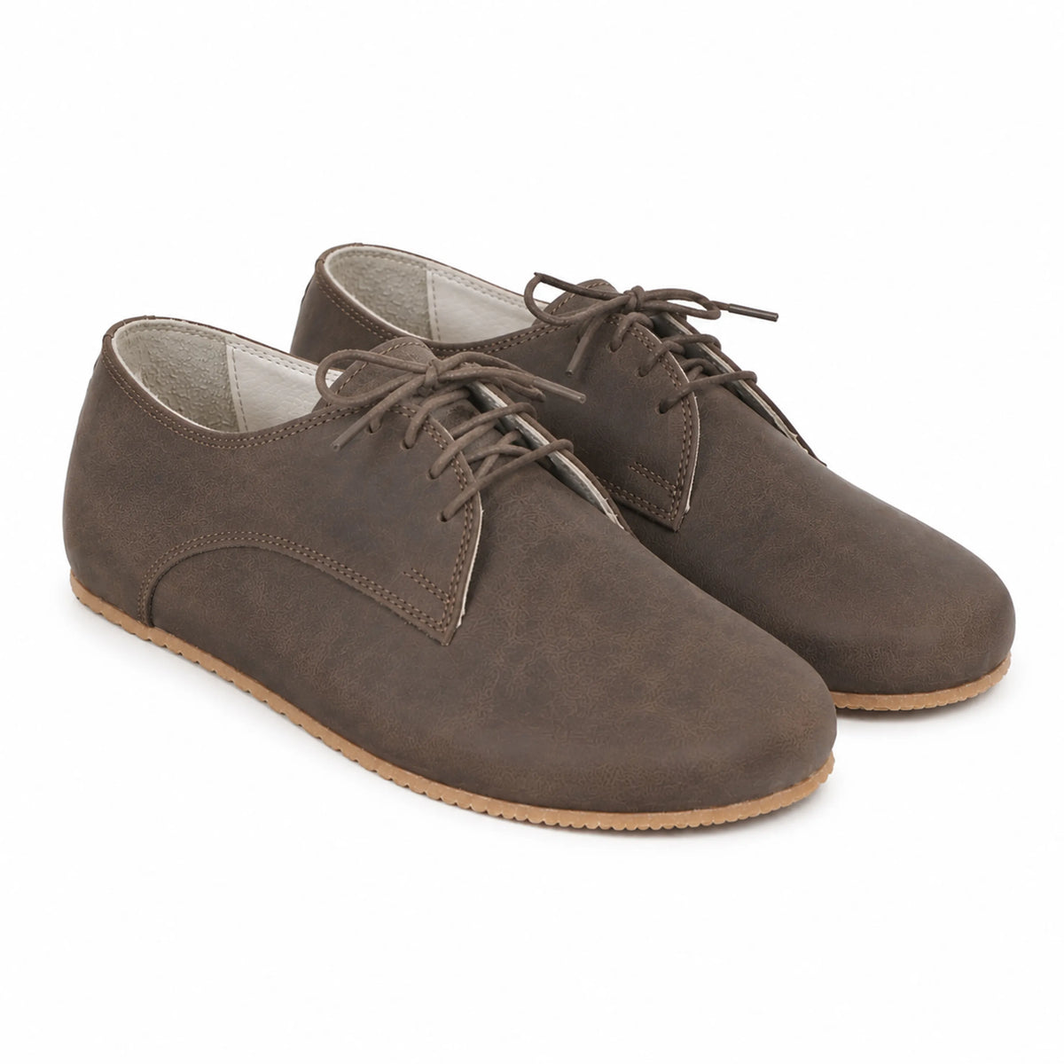 Crazy Barefoot Oxford Shoes – Rubber Sole – Beige Bizon