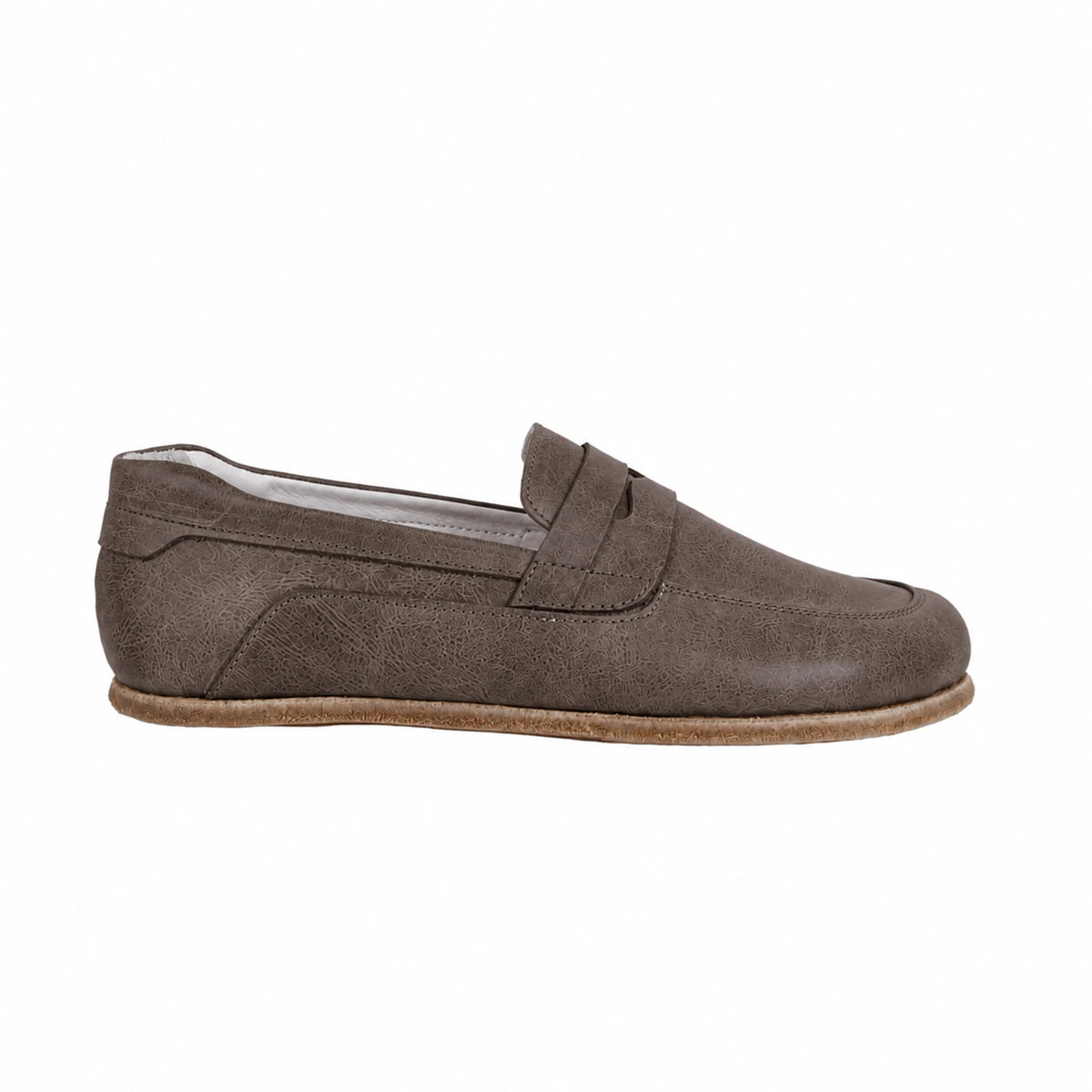 Crazy Barefoot Penny Loafer Shoes – Classic Sole — Leather Sole – Beige Bizon