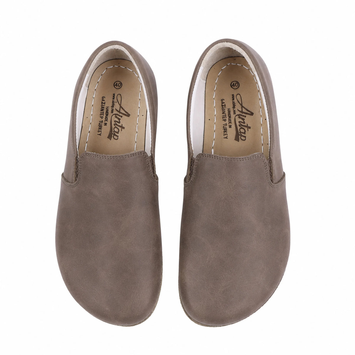 Crazy Barefoot Slip-On Shoes – Classic Sole — Leather Sole – Beige Bizon