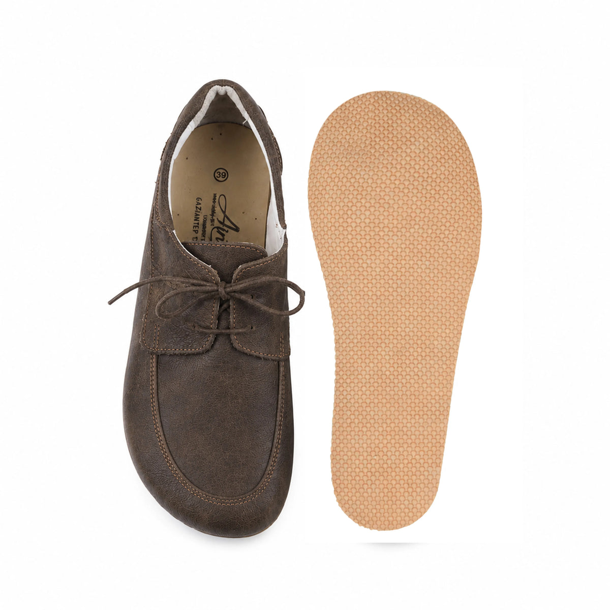 Crazy Barefoot Laces Penny Loafer Shoes – Rubber Sole – Beige Bizon
