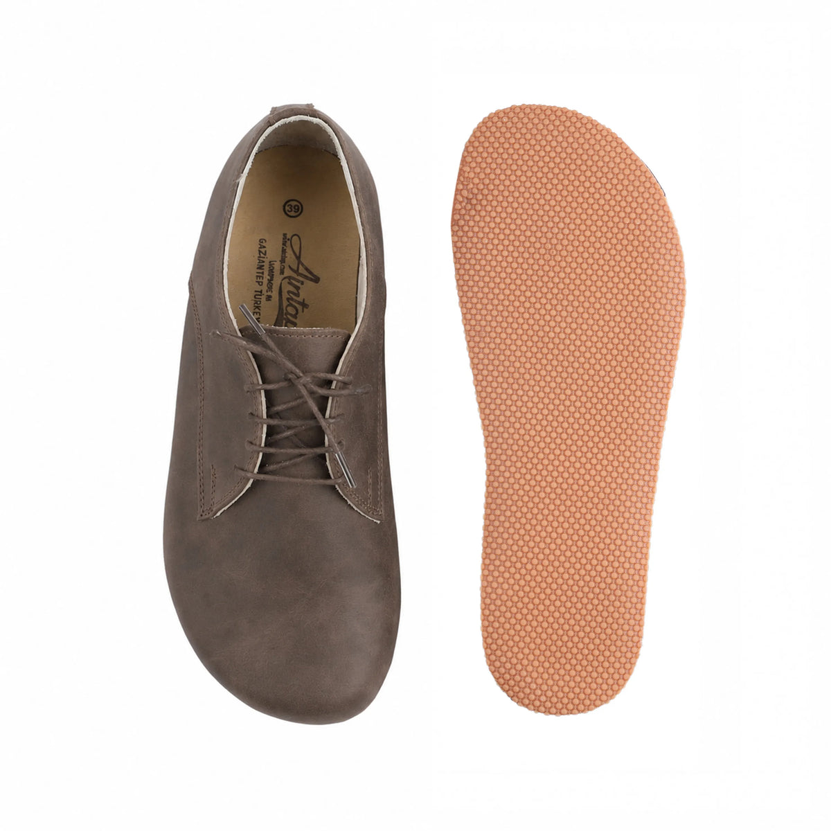 Crazy Barefoot Oxford Shoes – Rubber Sole – Beige Bizon