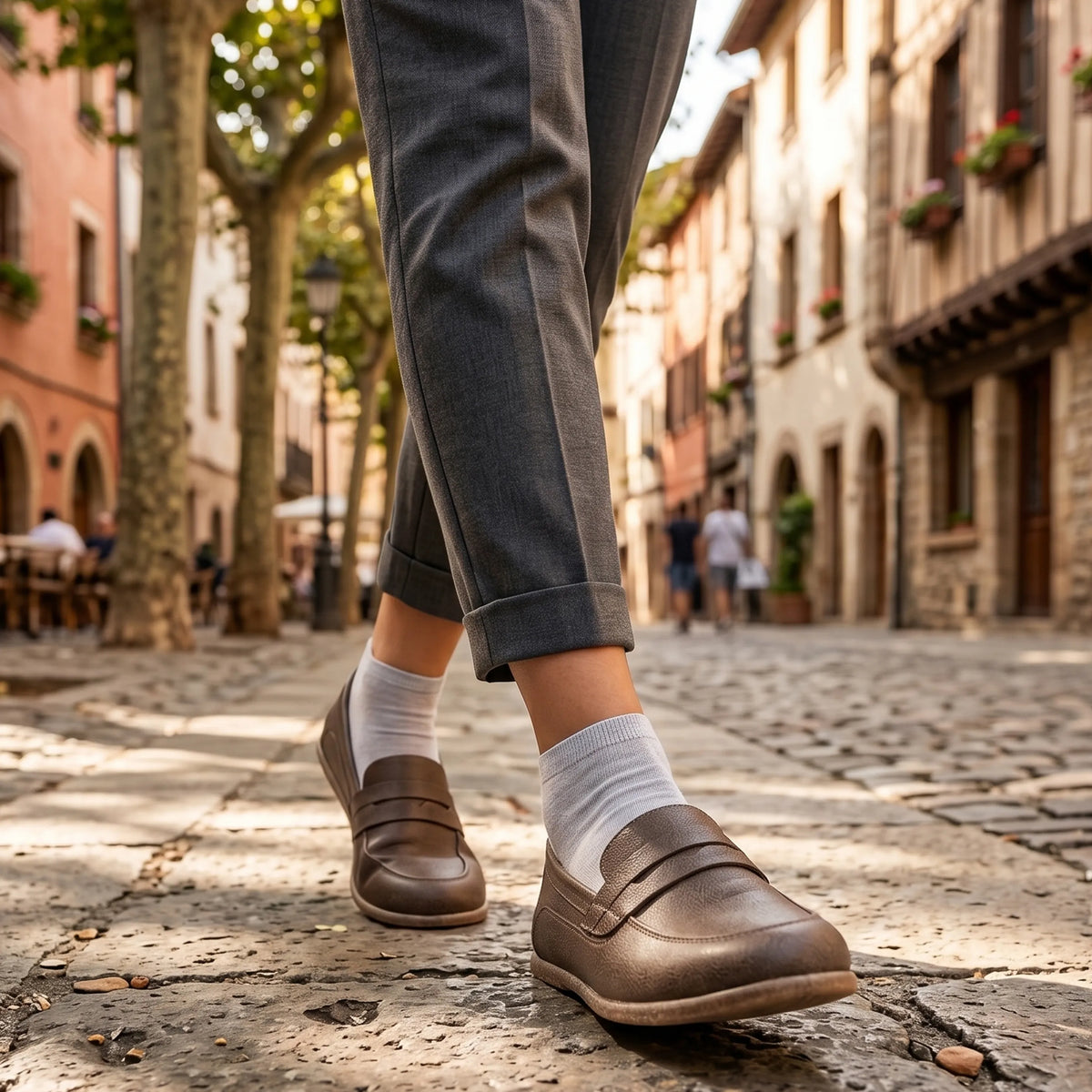 Crazy Barefoot Penny Loafer Shoes – Classic Sole — Leather Sole – Beige Bizon