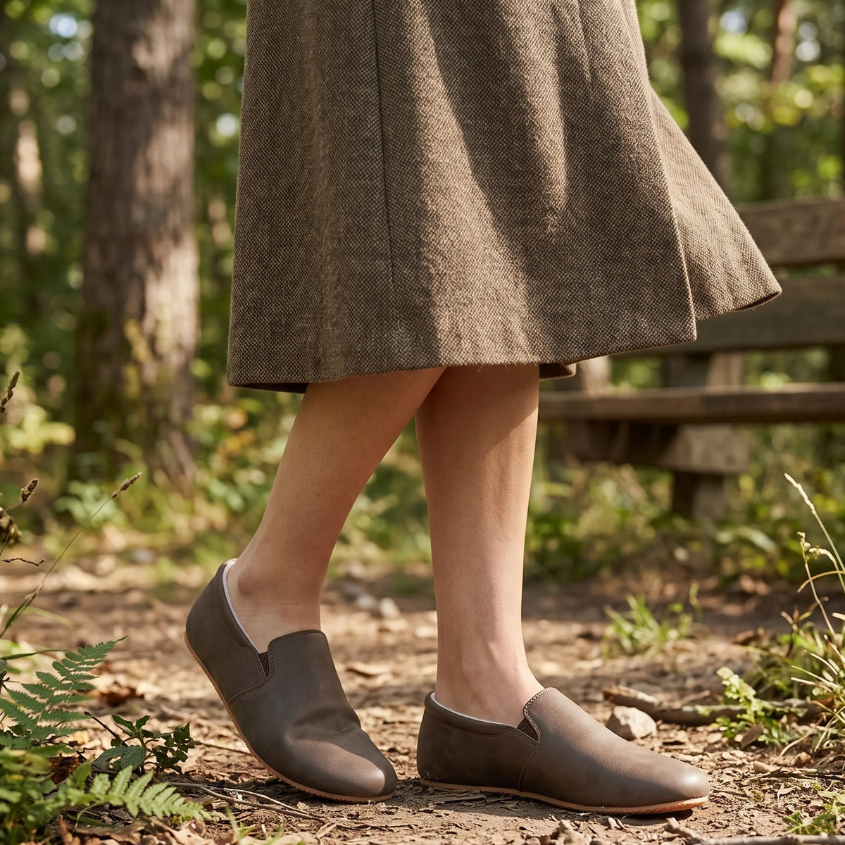 Crazy Barefoot Slip-On Shoes – Rubber Sole – Beige Bizon