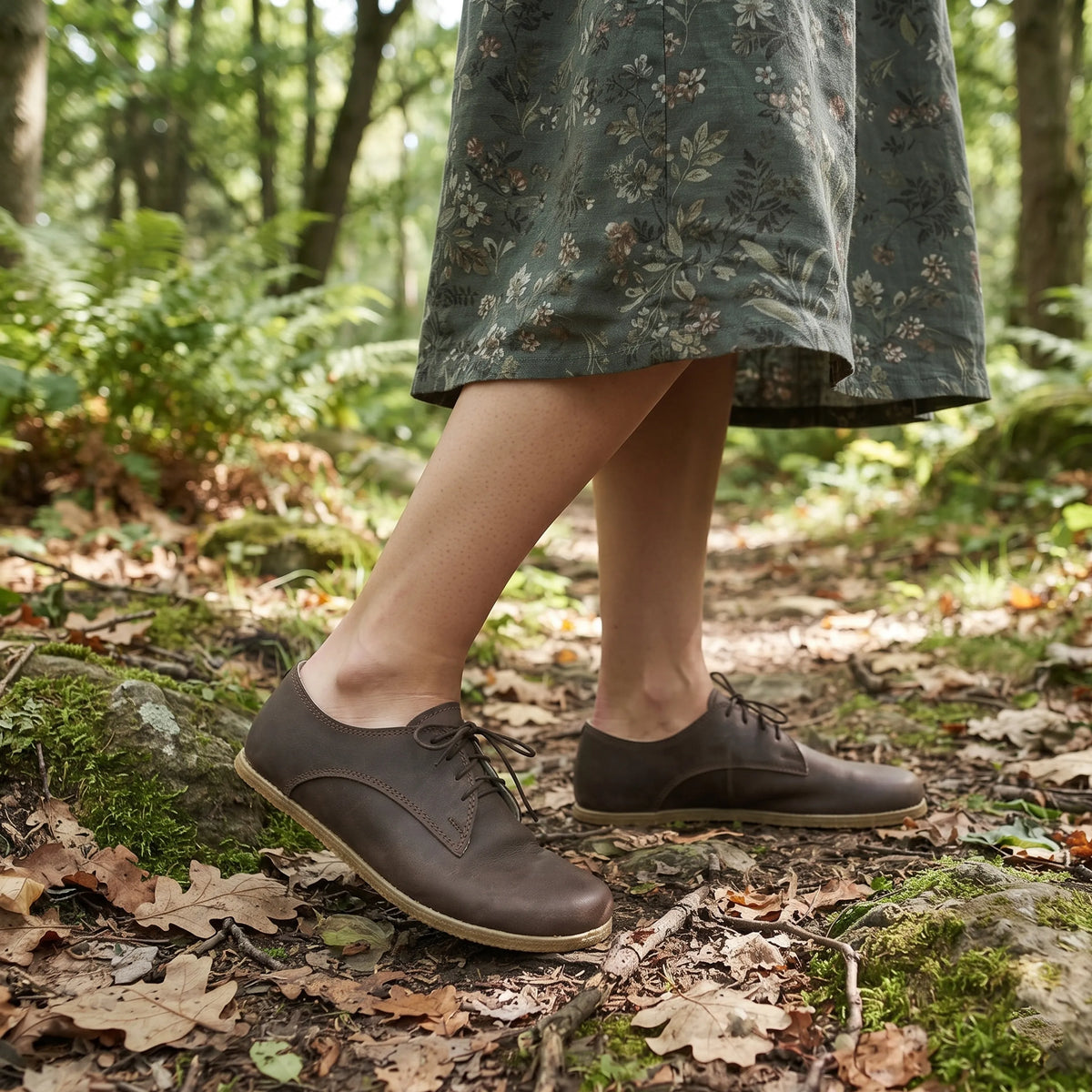 Crazy Barefoot Oxford Shoes – Classic Sole — Leather Sole – Beige Bizon