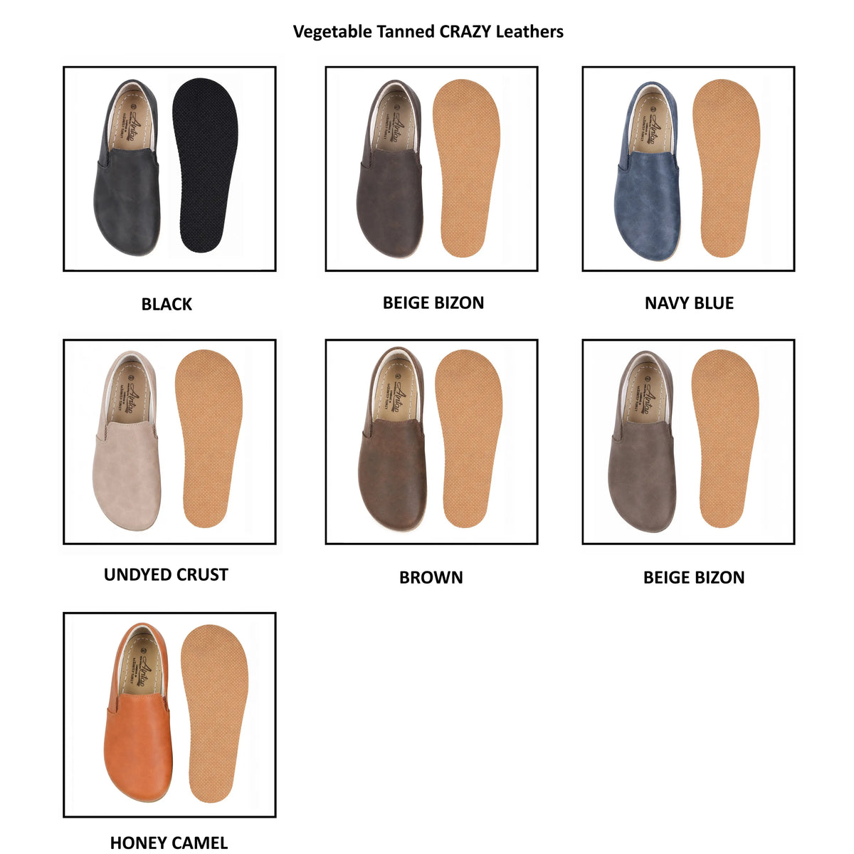 Crazy Barefoot Slip-On Shoes – Rubber Sole – Undyed Crust
