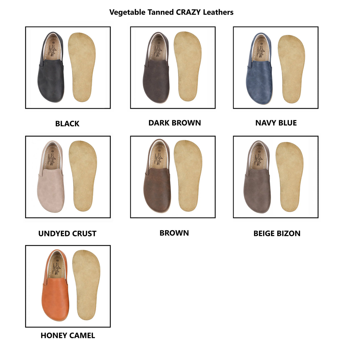 Crazy Barefoot Slip-On Shoes – Classic Sole — Leather Sole – Beige Bizon