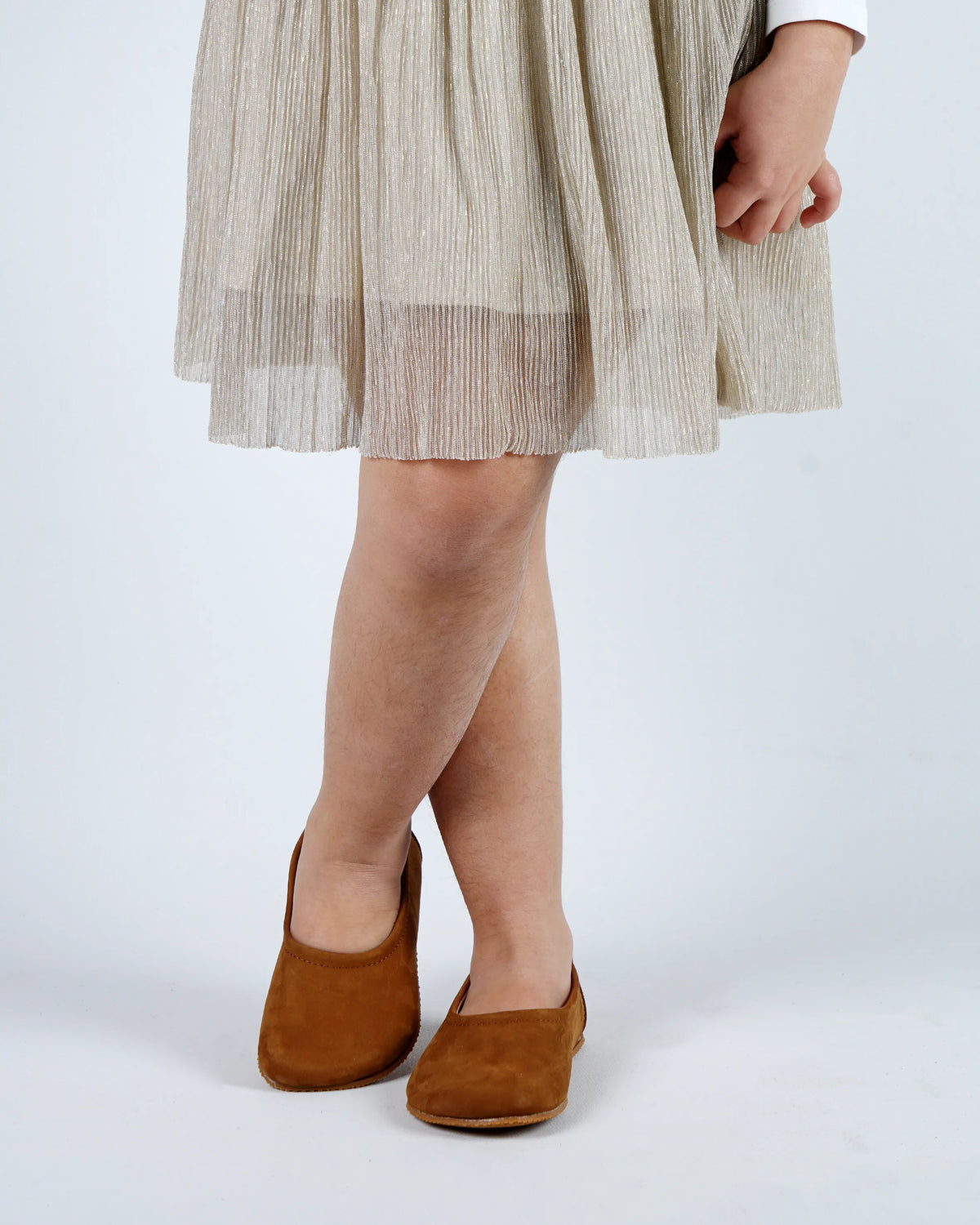 Nubuck Barefoot Ballet Shoes – Rubber Sole – Tan