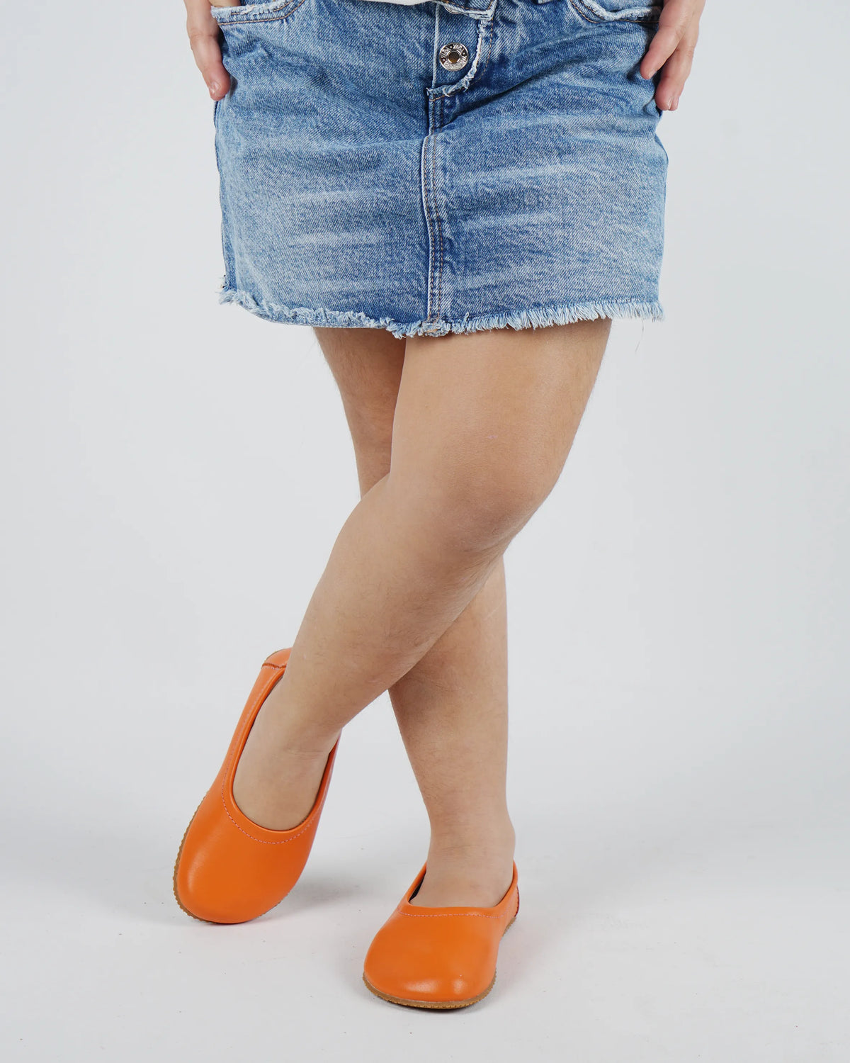Smooth Barefoot Ballet Shoes – Rubber Sole – Orange