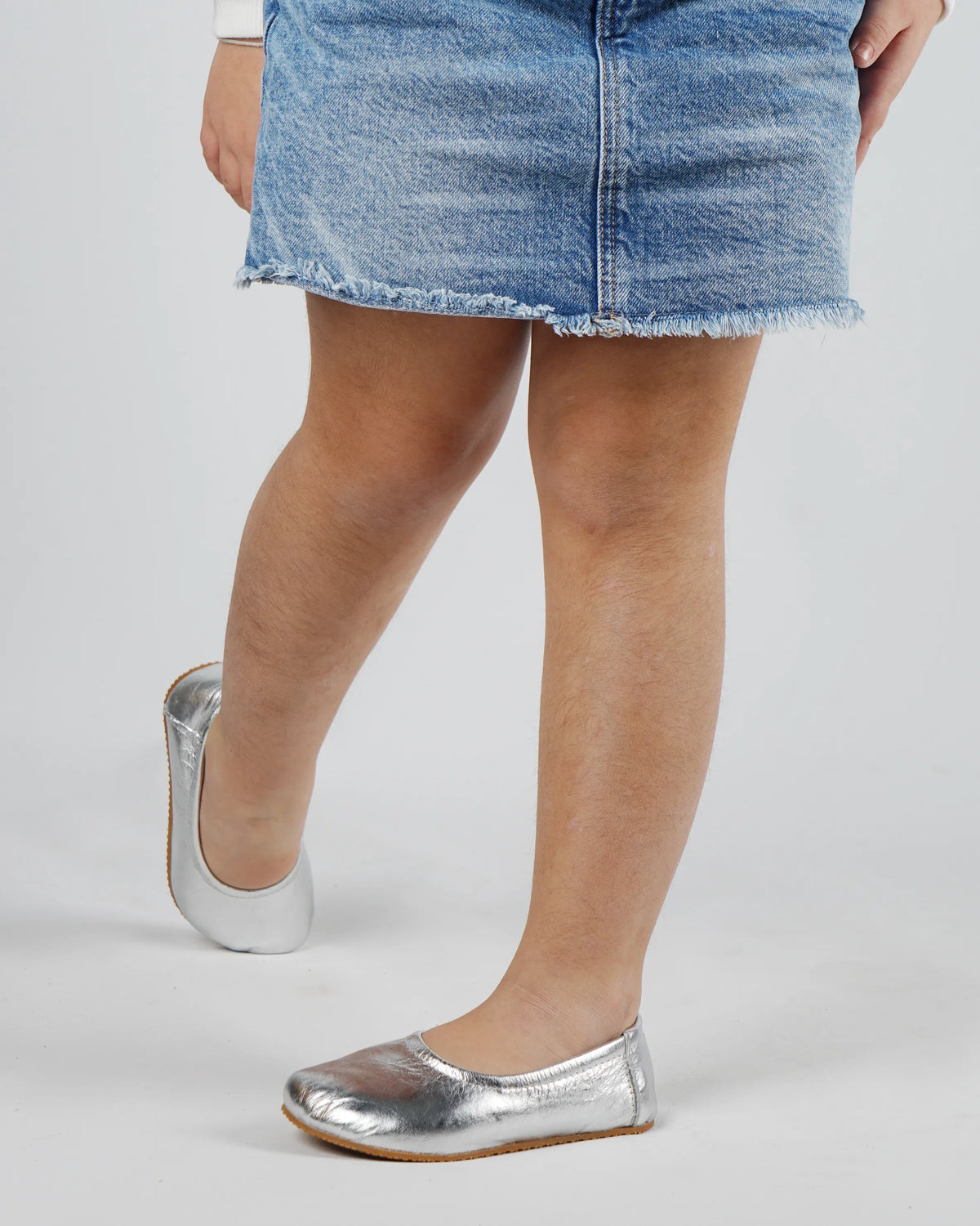 Bright Barefoot Ballet Shoes – Rubber Sole – Silver