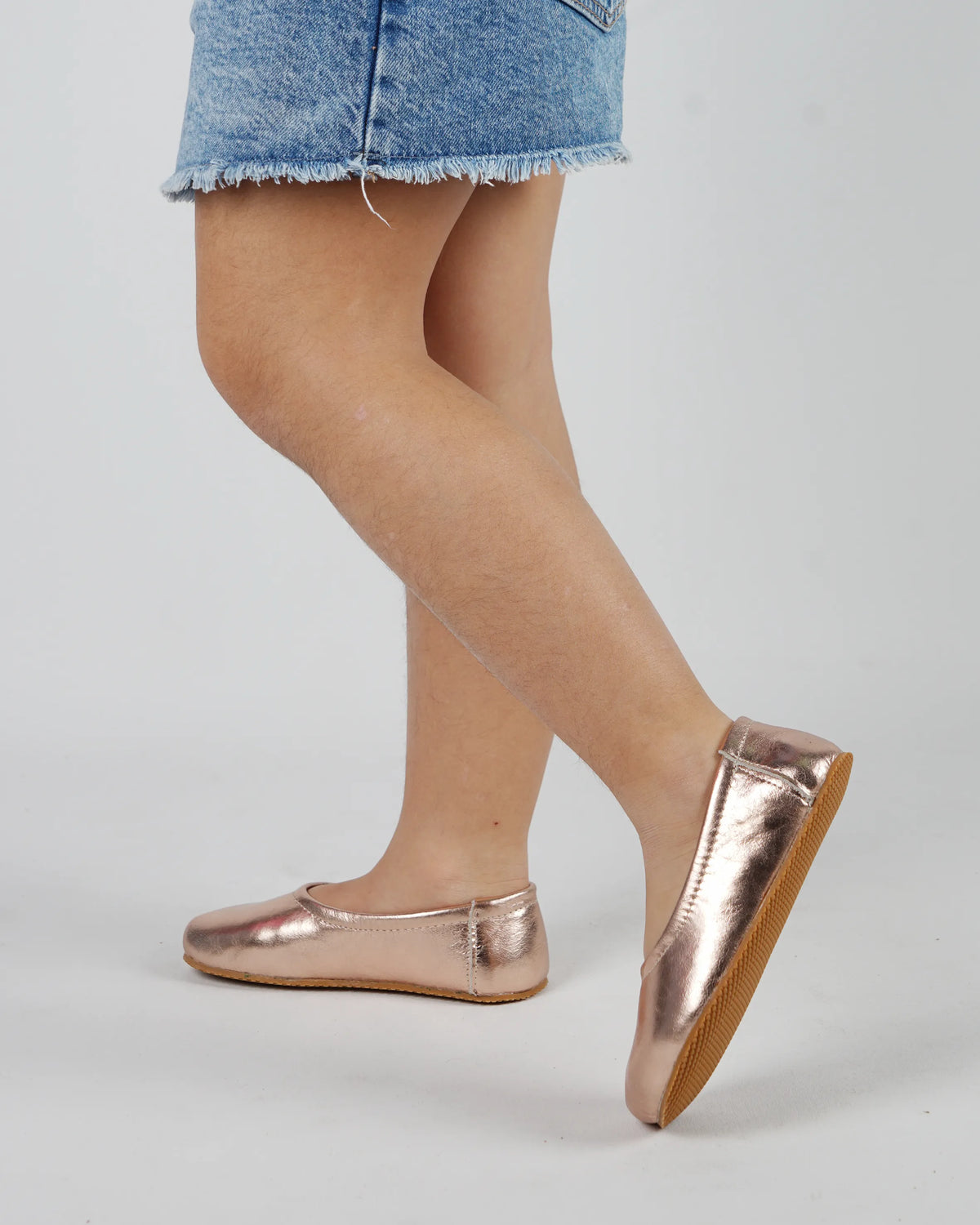 Bright Barefoot Ballet Shoes – Rubber Sole – Rose Gold
