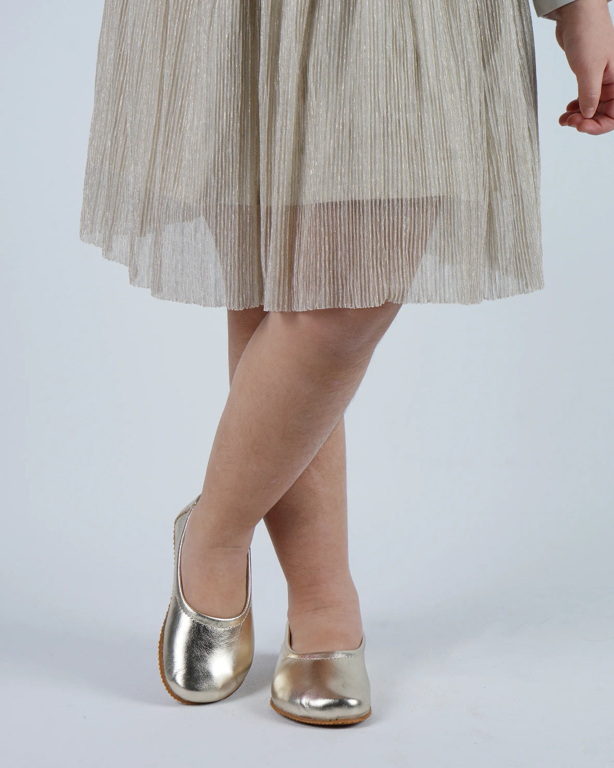 Bright Barefoot Ballet Shoes – Rubber Sole – Gold