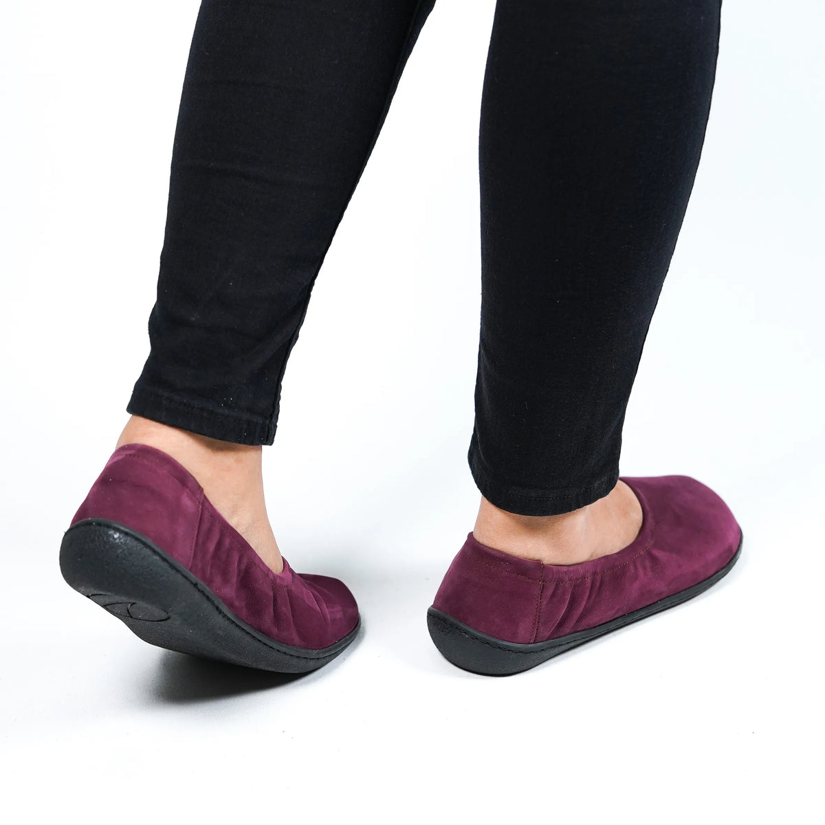 Nubuck Barefoot Ballet Shoes – 6 mm Rubber Sole – Burgundy