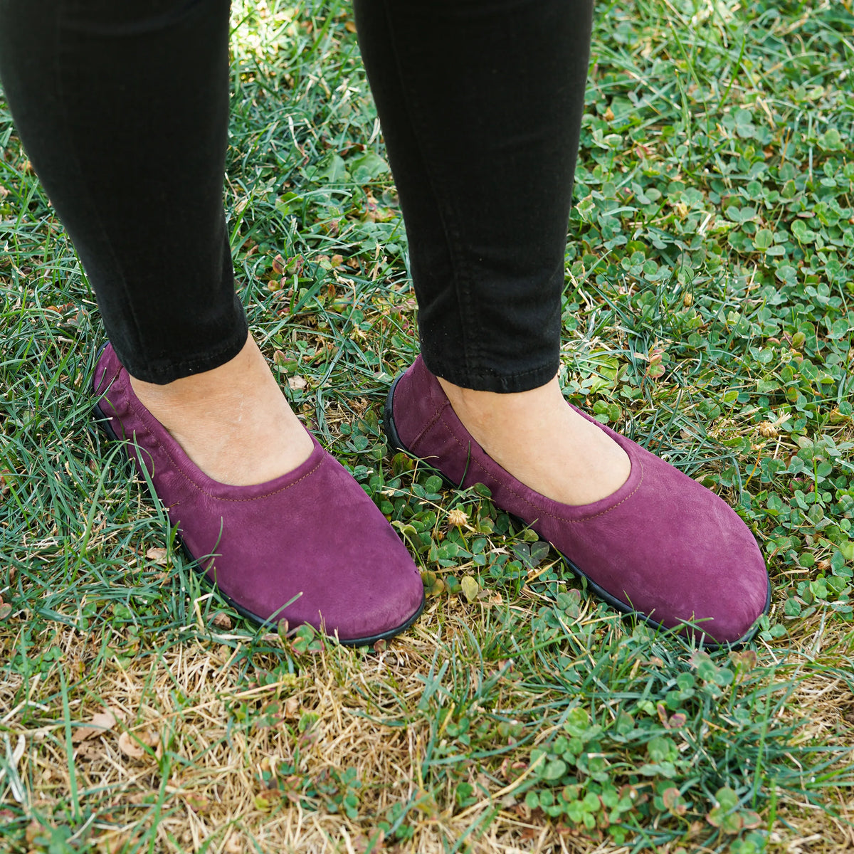 Nubuck Barefoot Ballet Shoes – 6 mm Rubber Sole – Burgundy