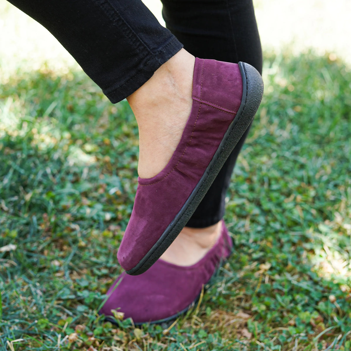 Nubuck Barefoot Ballet Shoes – 6 mm Rubber Sole – Burgundy
