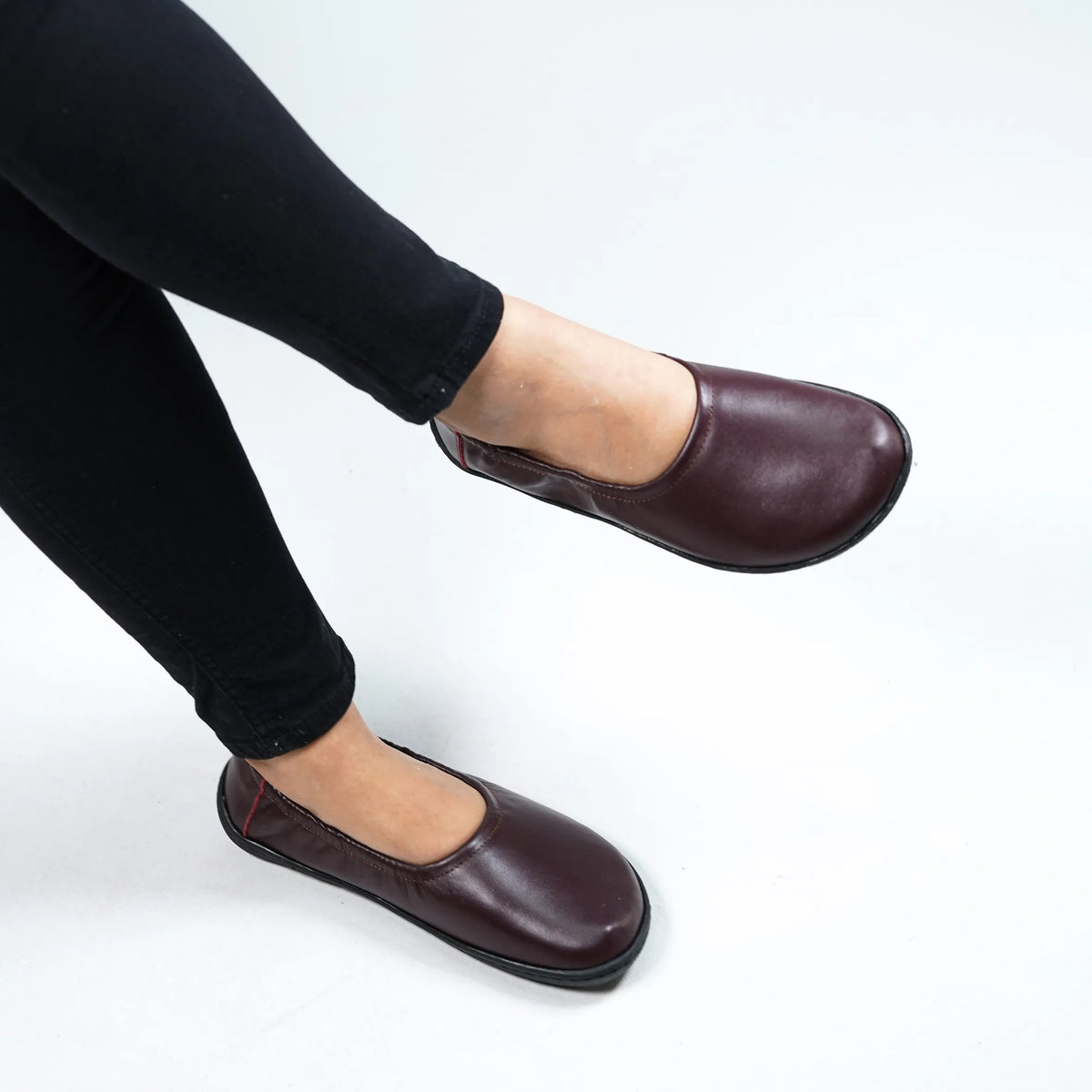 Smooth Barefoot Ballet Shoes –6 mm Rubber Sole – Burgundy