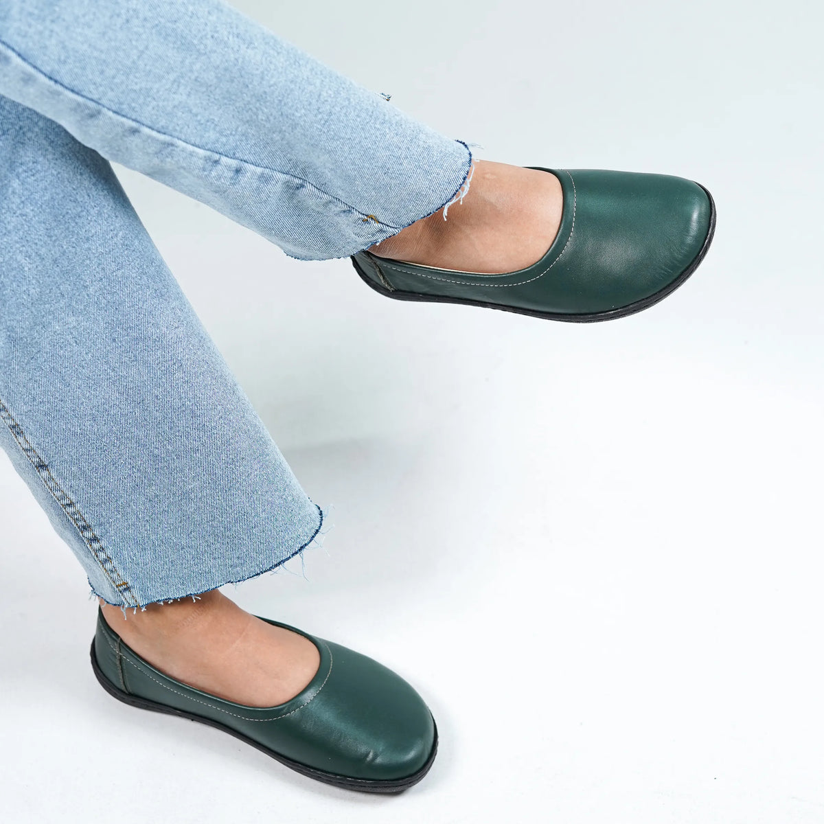 Smooth Barefoot Ballet Shoes –6 mm Rubber Sole – Green
