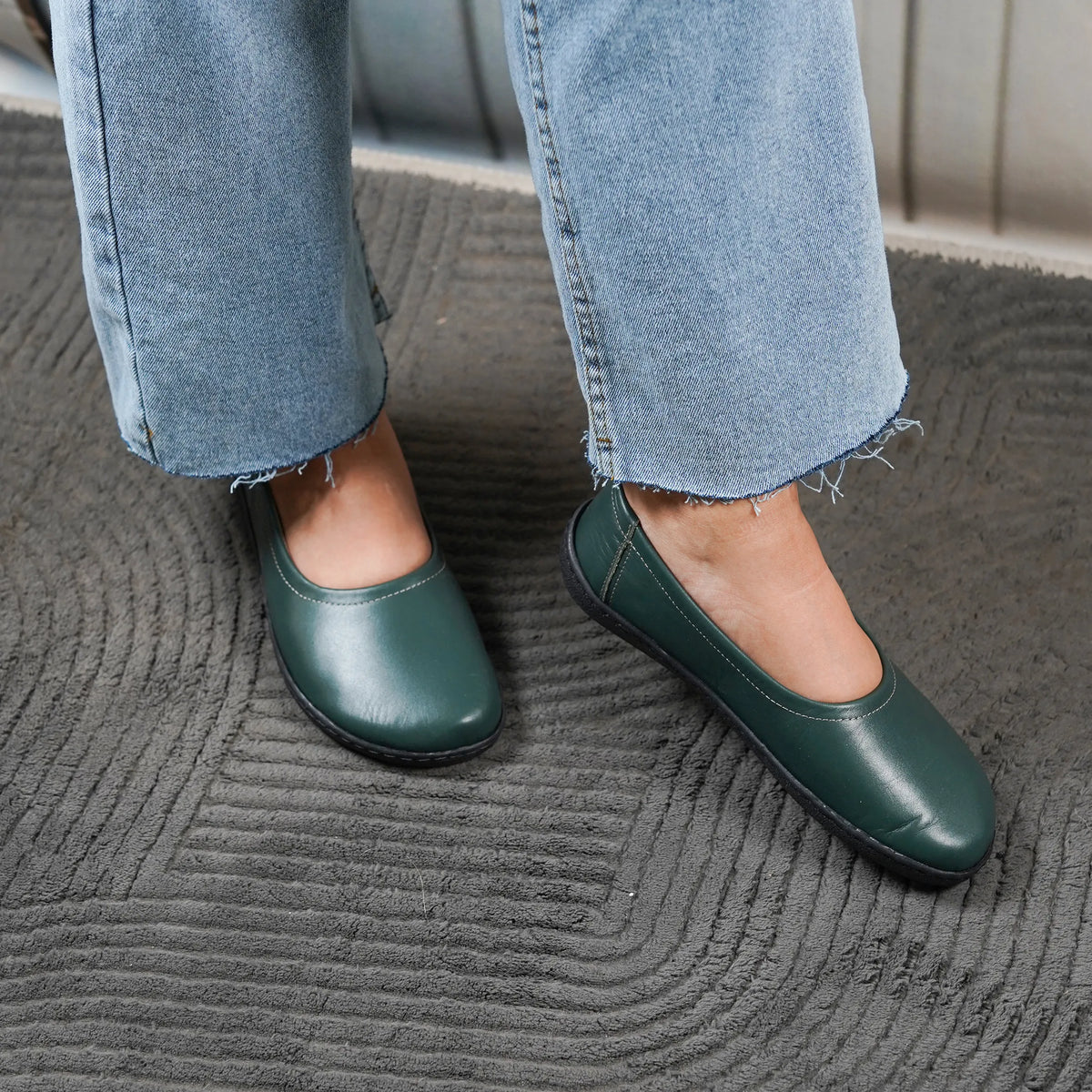 Smooth Barefoot Ballet Shoes –6 mm Rubber Sole – Green