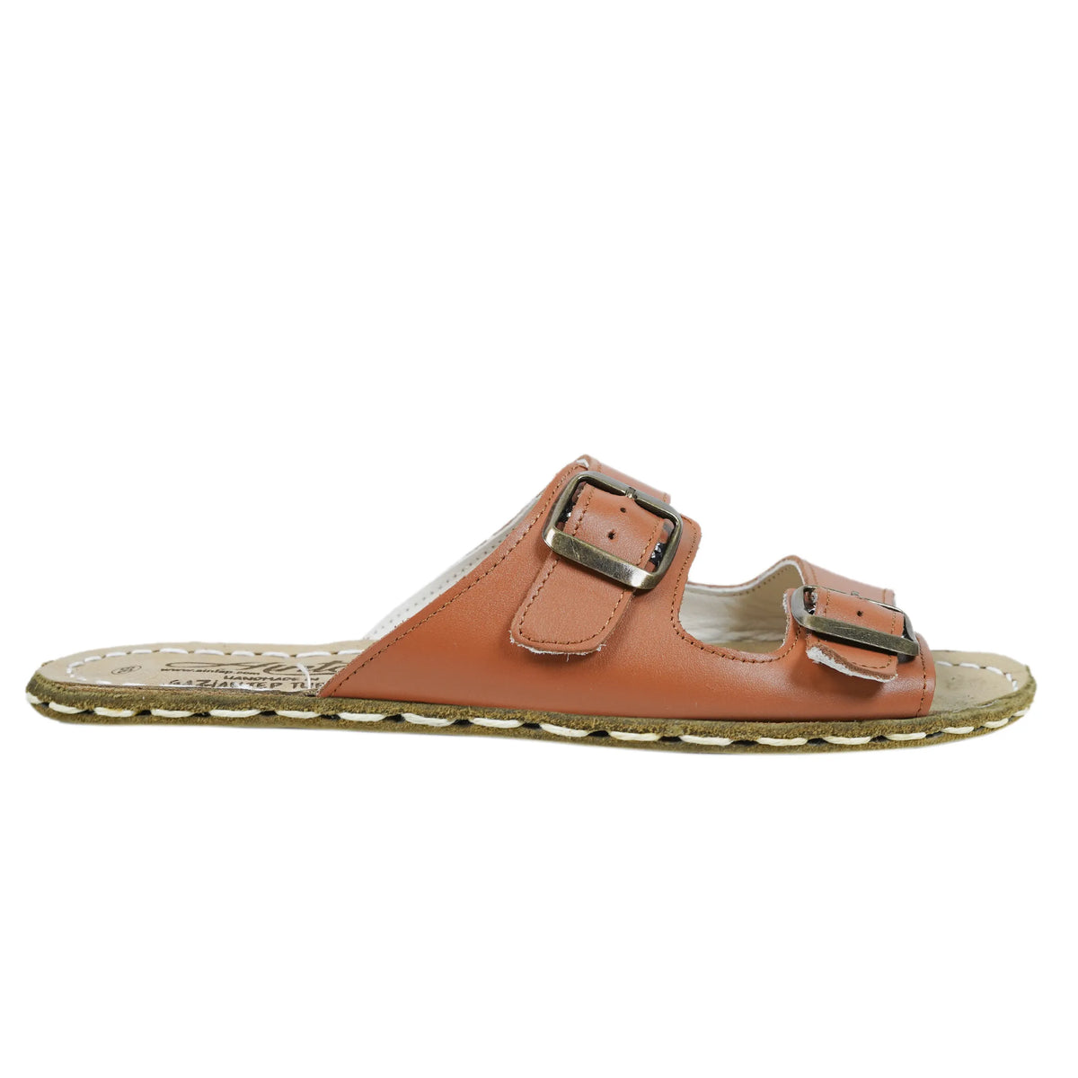 Smooth Barefoot Double Strap Sandals Shoes — Leather Sole – Tan