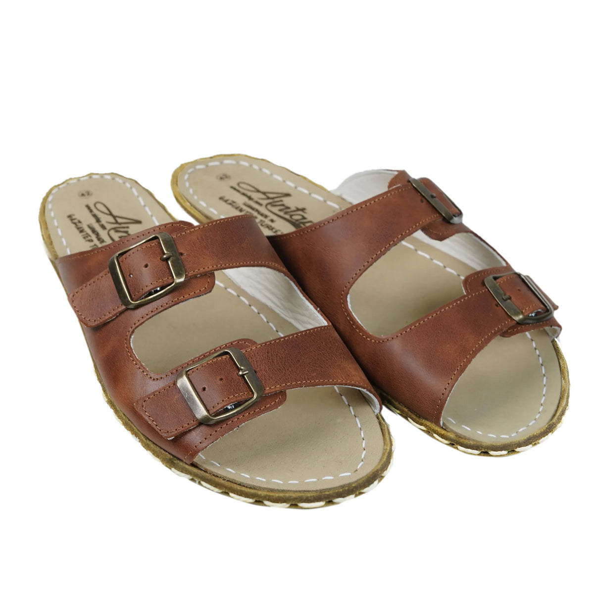 Crazy Barefoot Double Strap Sandals Shoes — Leather Sole – Honey Camel