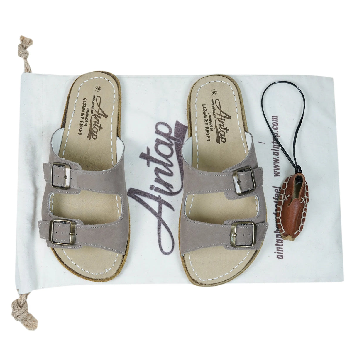 Nubuck Barefoot Double Strap Sandals Shoes – Classic Sole — Leather Sole – Smoked