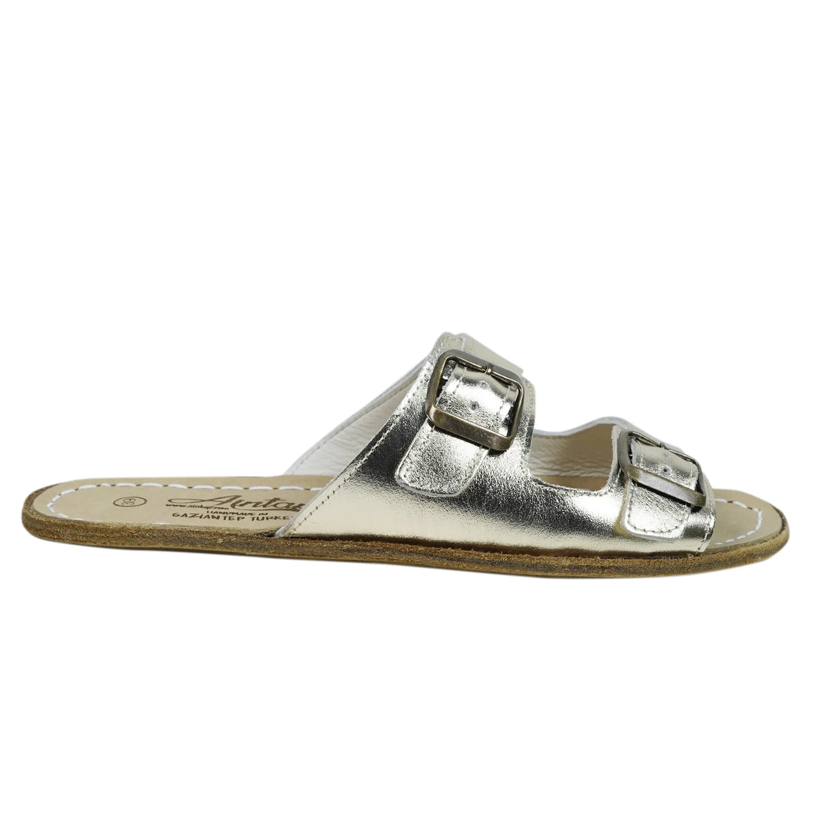 Bright Barefoot Double Strap Sandals Shoes – Classic Sole — Leather Sole – Gold