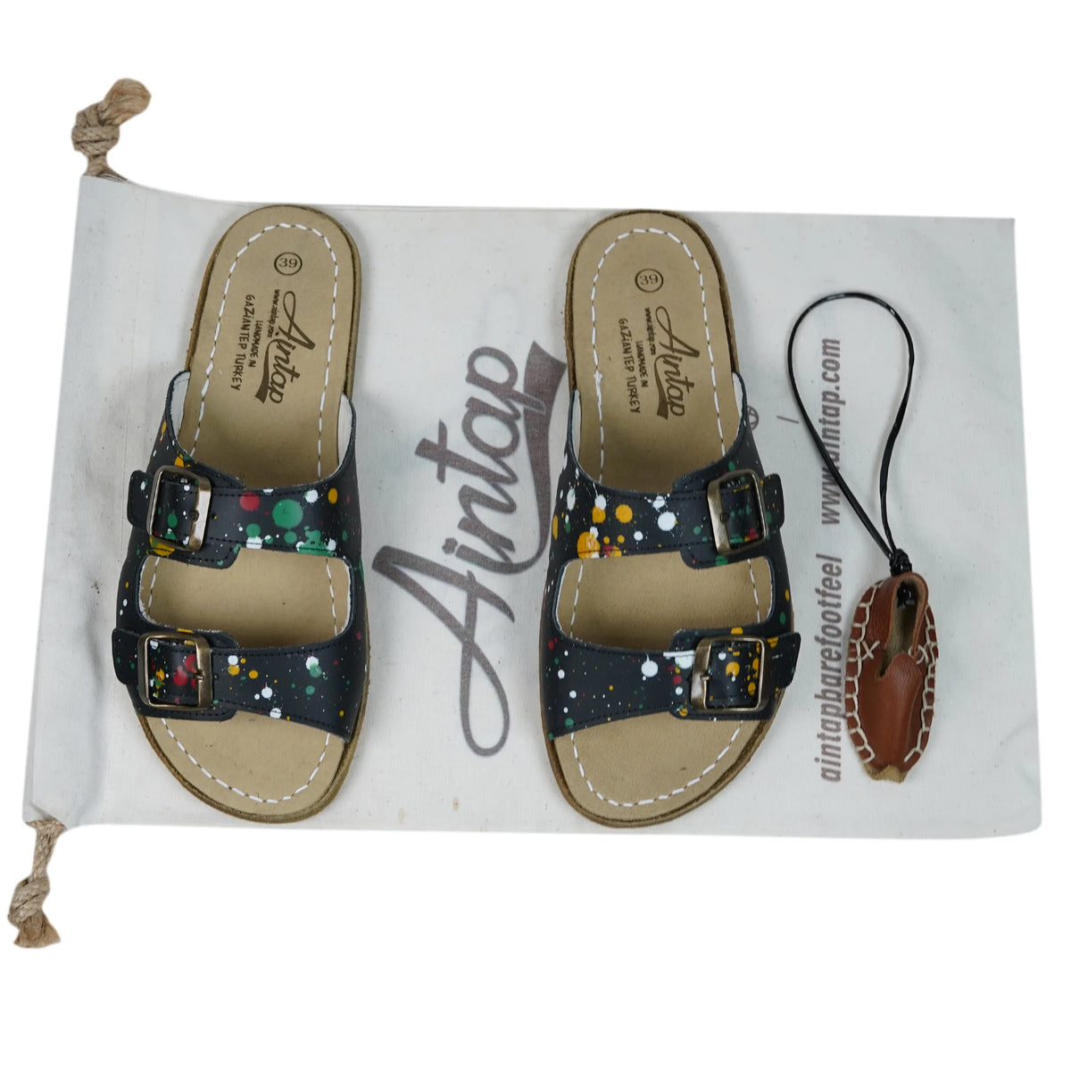 Splanter Barefoot Double Strap Sandals Shoes — Leather Sole – Black