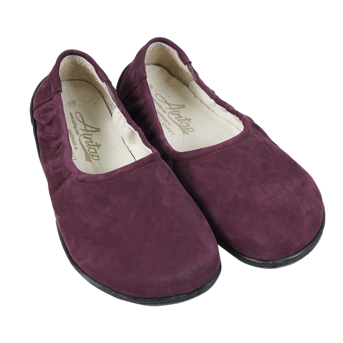 Nubuck Barefoot Ballet Shoes – 6 mm Rubber Sole – Burgundy