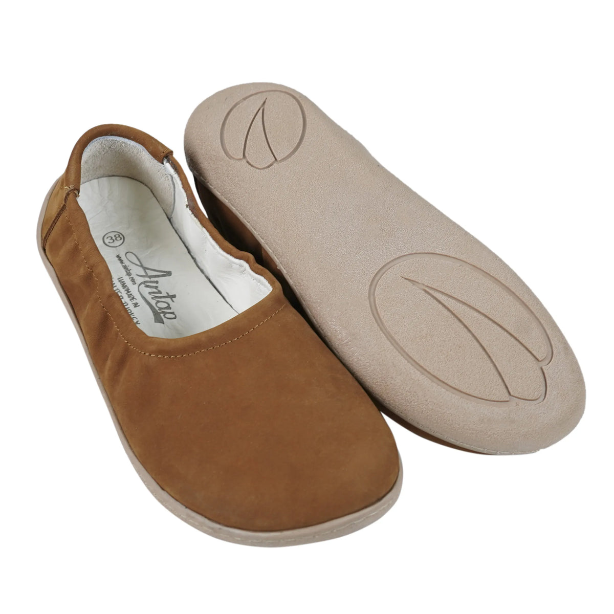 Nubuck Barefoot Ballet Shoes – 6 mm Rubber Sole – Tan