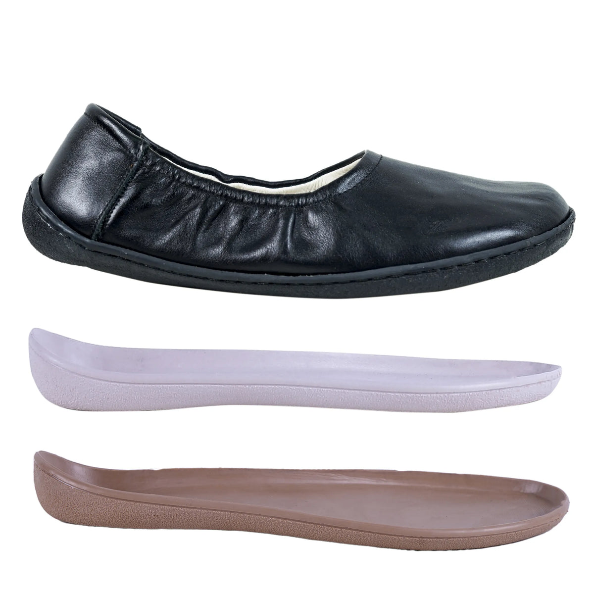 Smooth Barefoot Ballet Shoes –6 mm Rubber Sole – Black