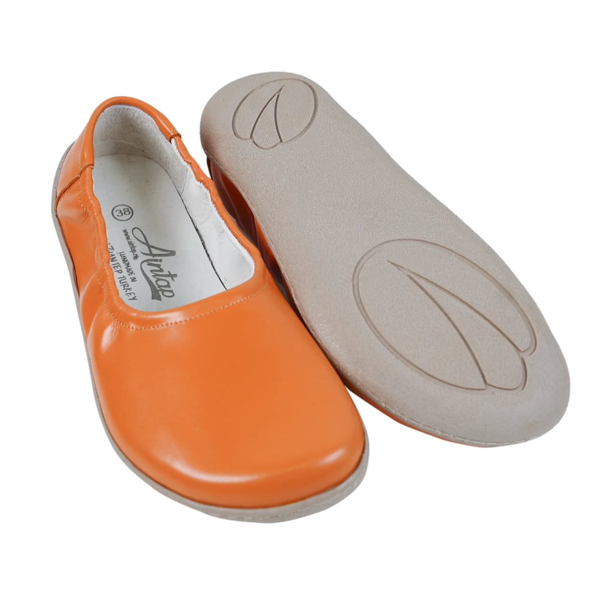 Smooth Barefoot Ballet Shoes –6 mm Rubber Sole – Orange