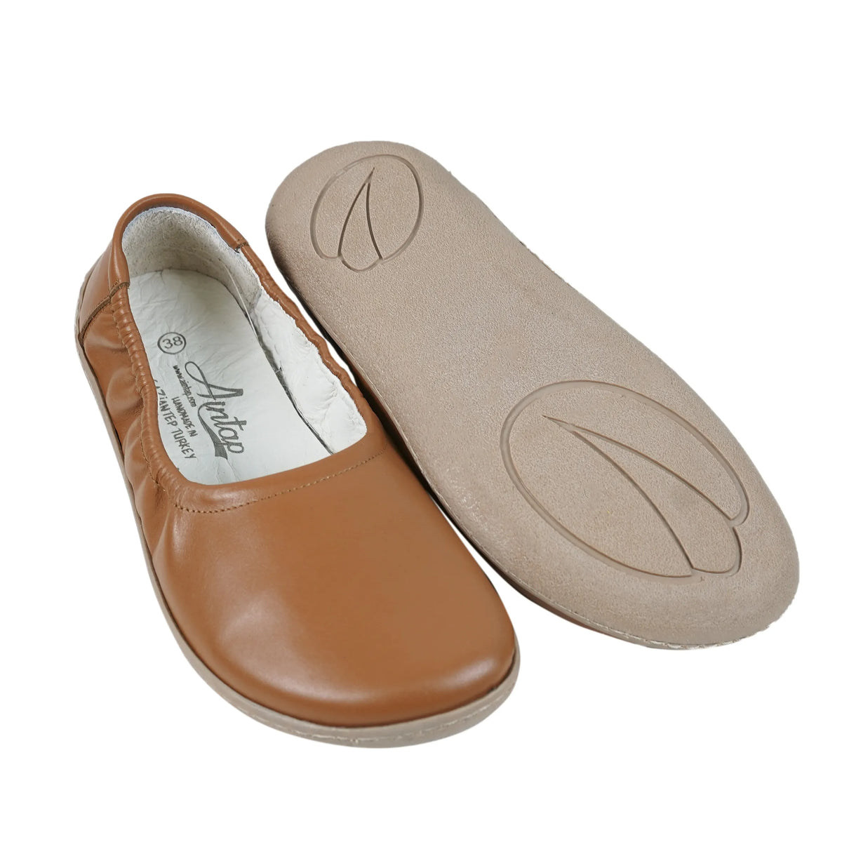 Smooth Barefoot Ballet Shoes –6 mm Rubber Sole – Tan