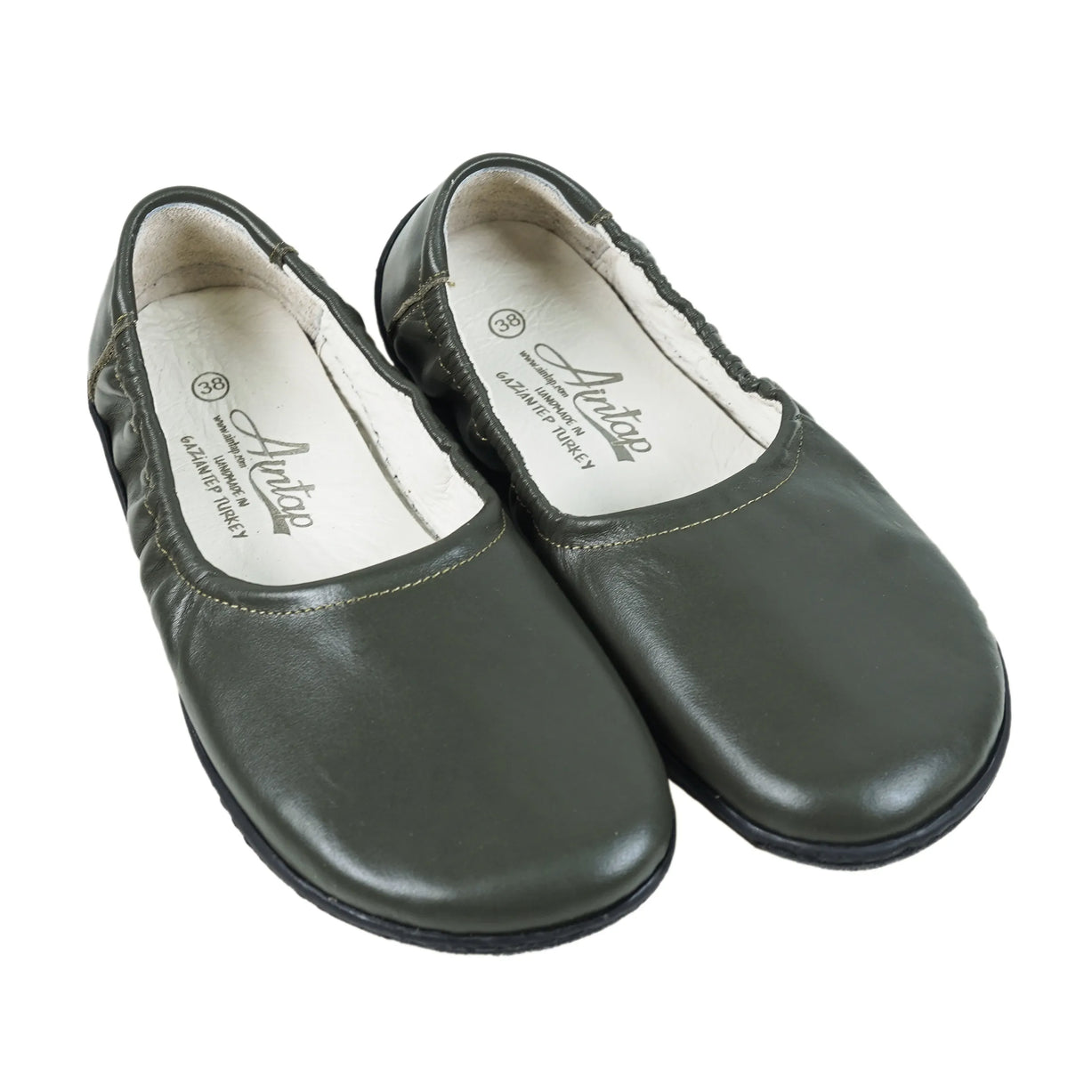 Smooth Barefoot Ballet Shoes –6 mm Rubber Sole – Olive Green