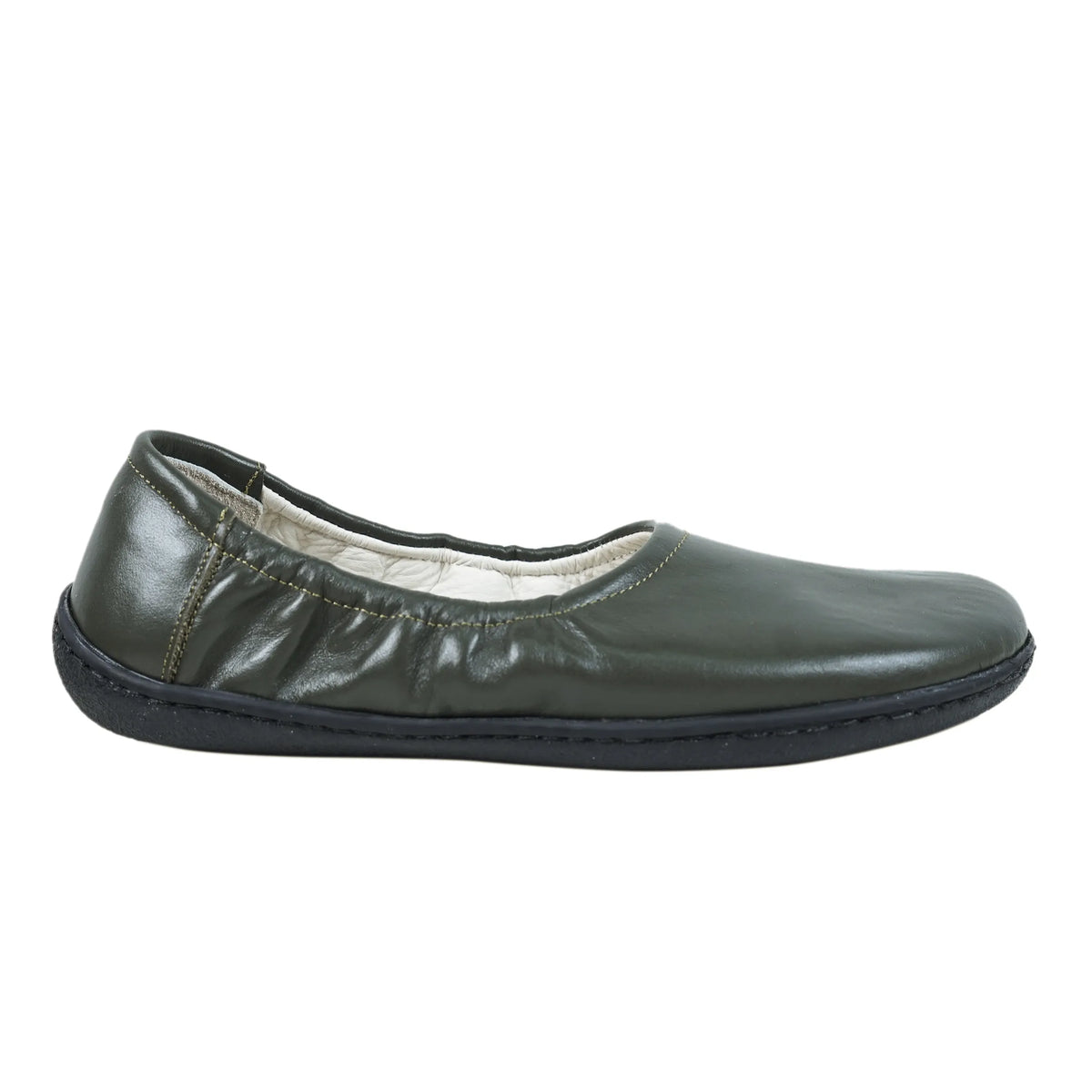 Smooth Barefoot Ballet Shoes –6 mm Rubber Sole – Olive Green