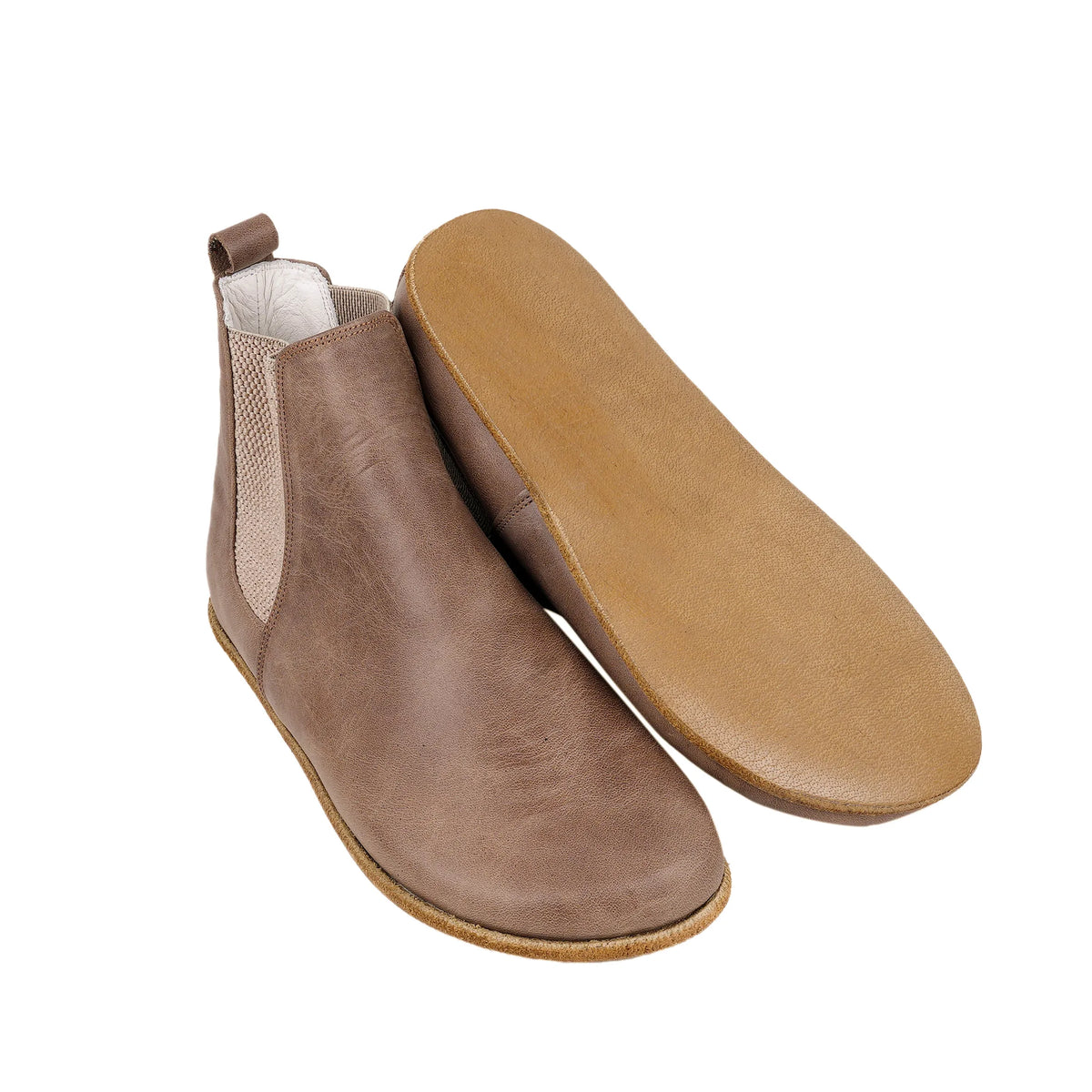 Crazy Barefoot Chelsea Boots Shoes – Classic Sole — Leather Sole – Beige Bizon