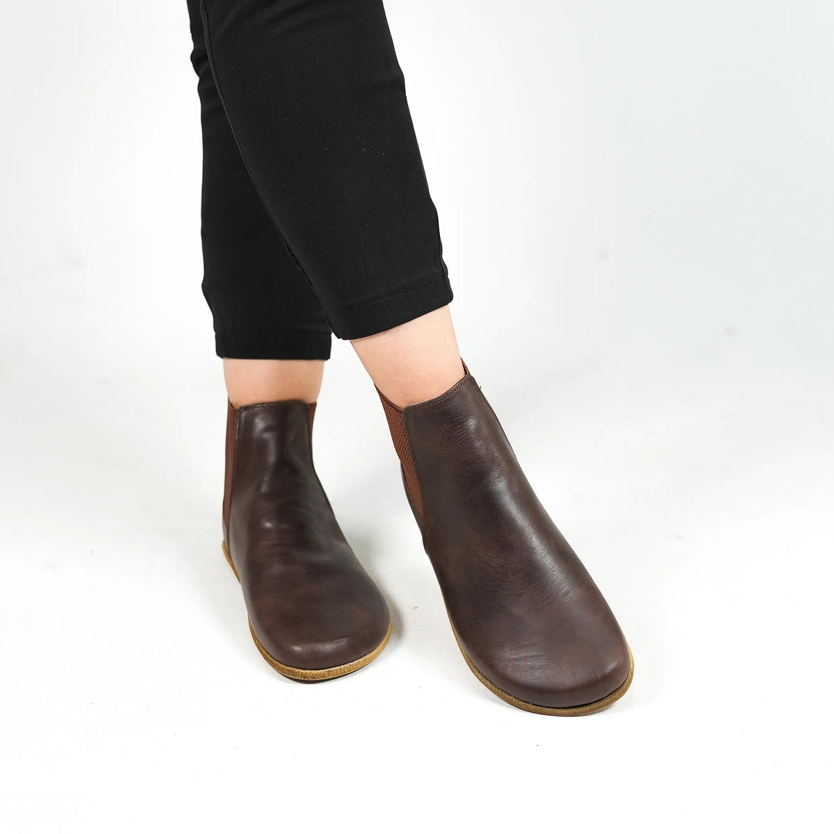Crazy Barefoot Chelsea Boots Shoes – Classic Sole — Leather Sole – Dark Brown