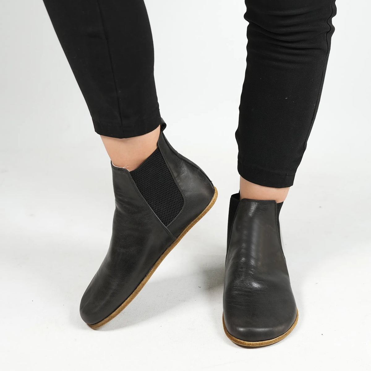 Crazy Barefoot Chelsea Boots Shoes – Classic Sole — Leather Sole – Black