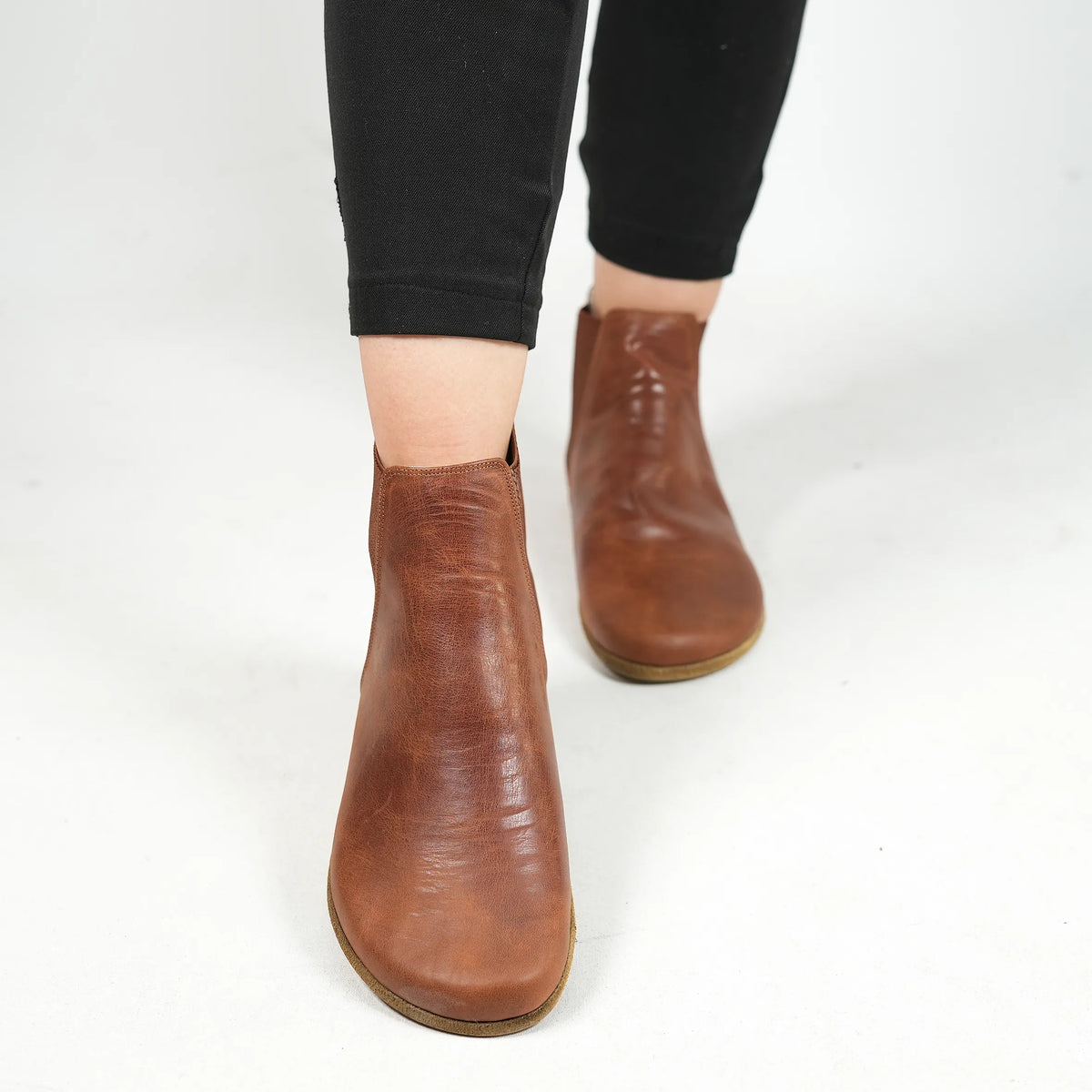 Crazy Barefoot Chelsea Boots Shoes – Classic Sole — Leather Sole – Brown
