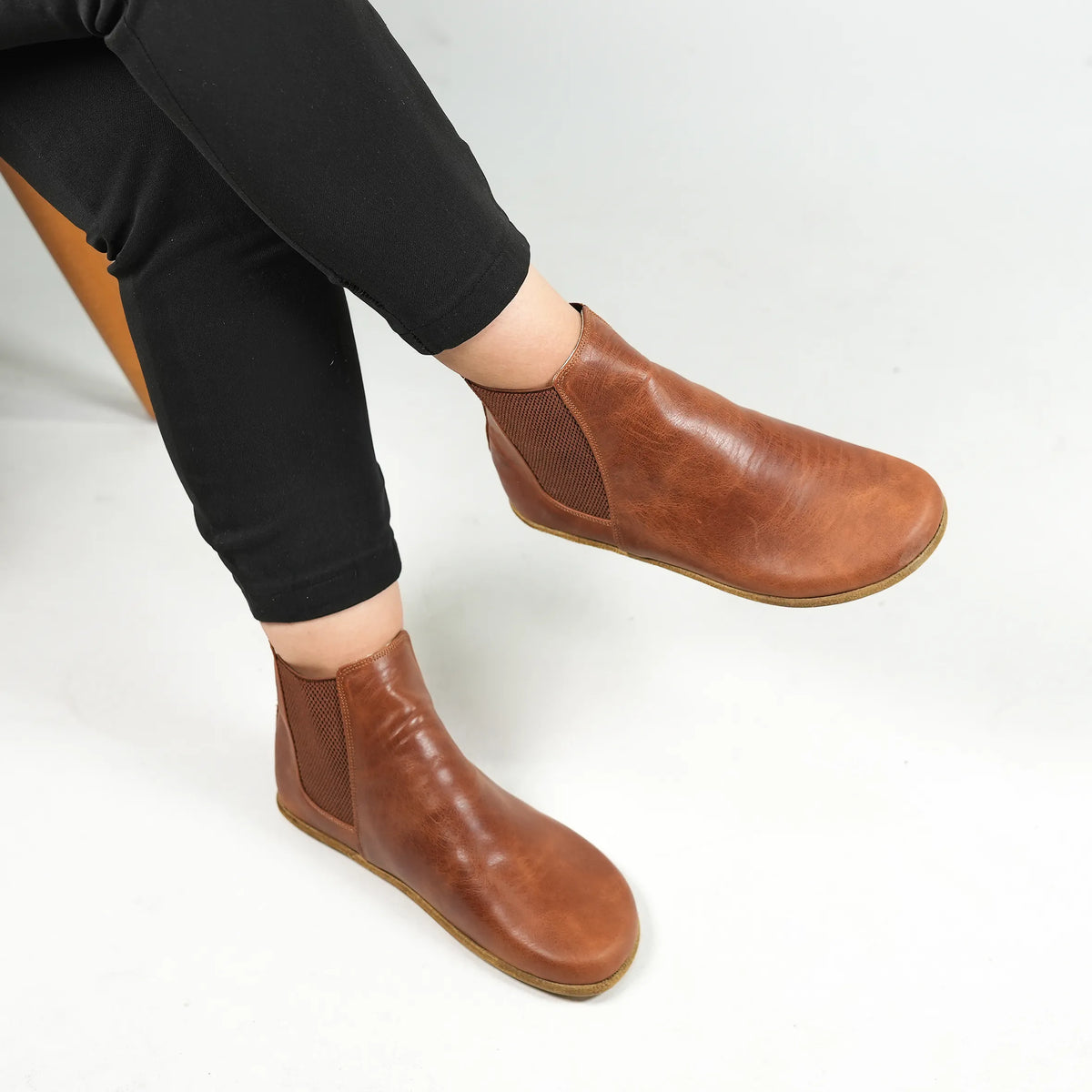 Crazy Barefoot Chelsea Boots Shoes – Classic Sole — Leather Sole – Brown