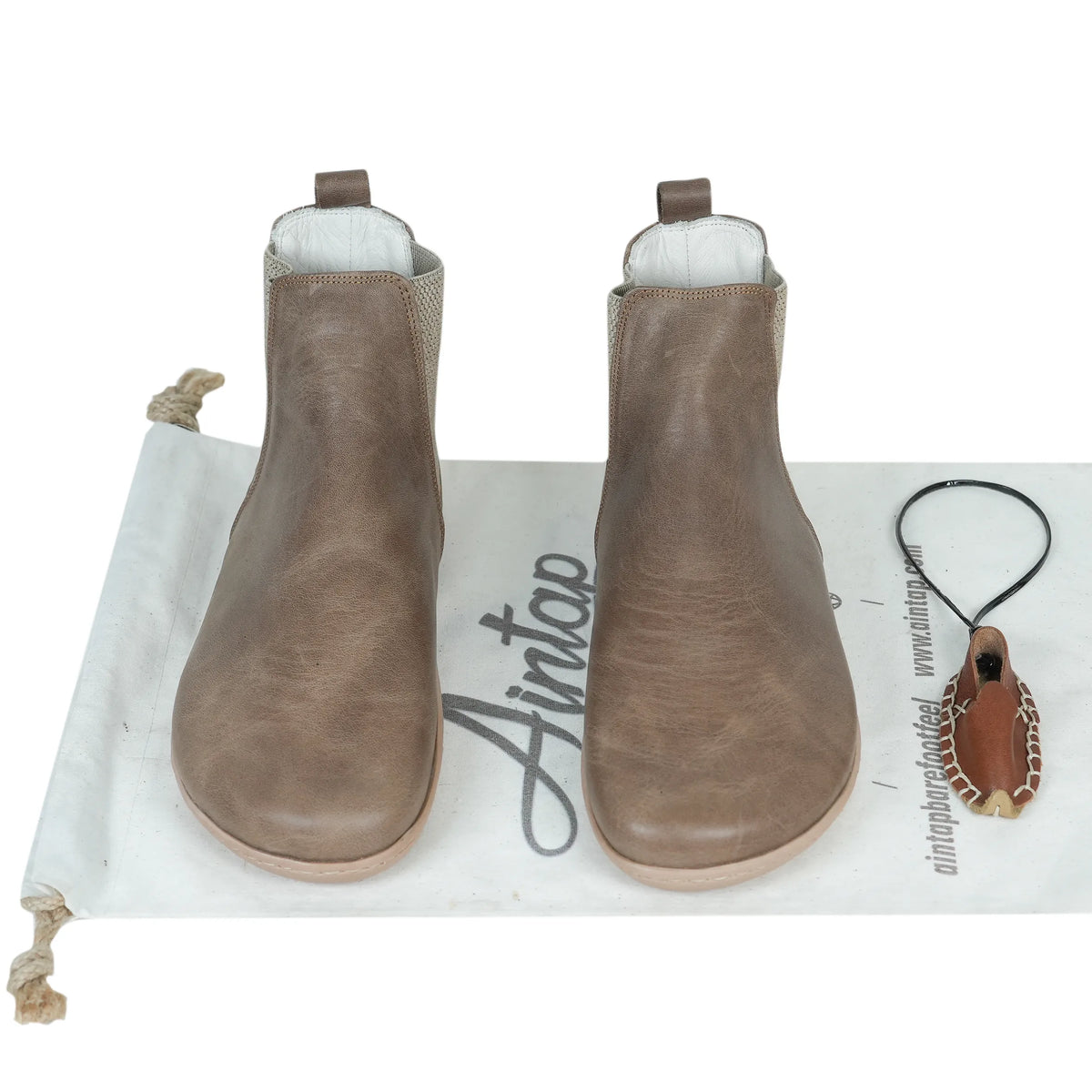 Crazy Barefoot Ankle Boots Shoes – 6mm Rubber Sole – Beige Bizon