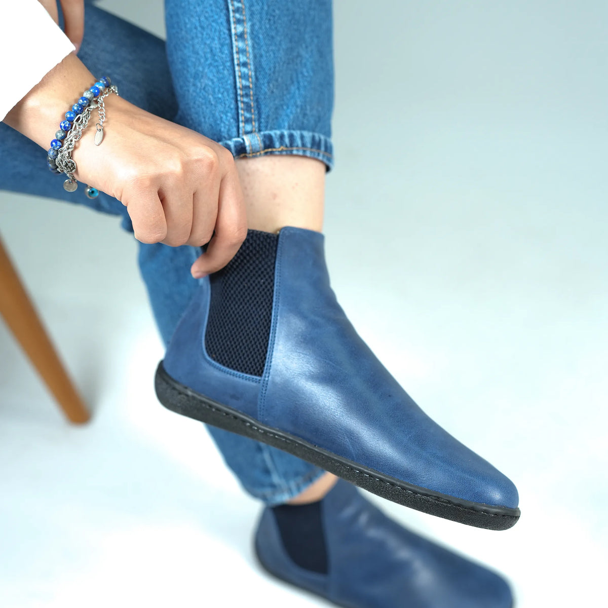 Crazy Barefoot Ankle Boots Shoes – 6mm Rubber Sole – Navy Blue