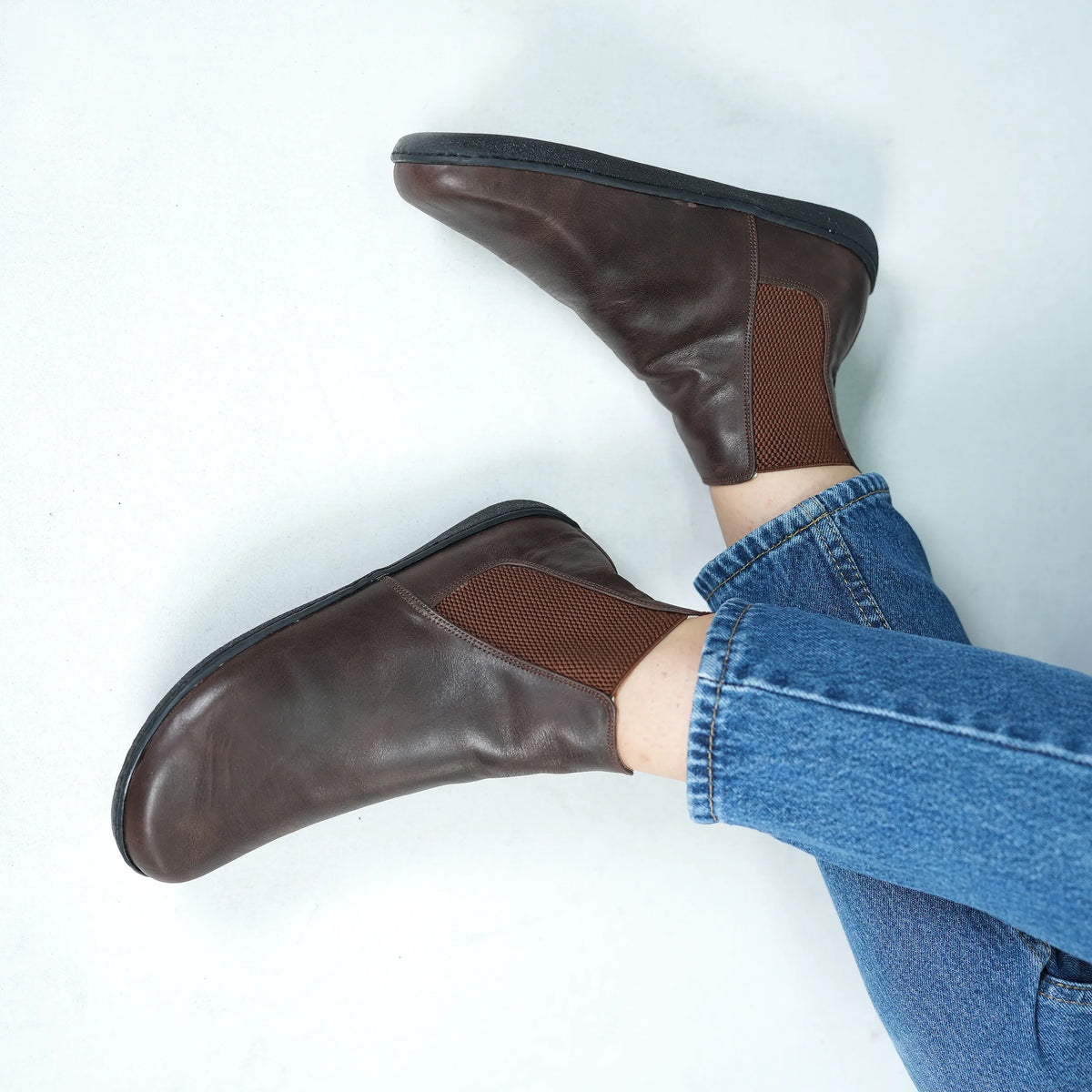 Crazy Barefoot Ankle Boots Shoes – 6mm Rubber Sole – Dark Brown
