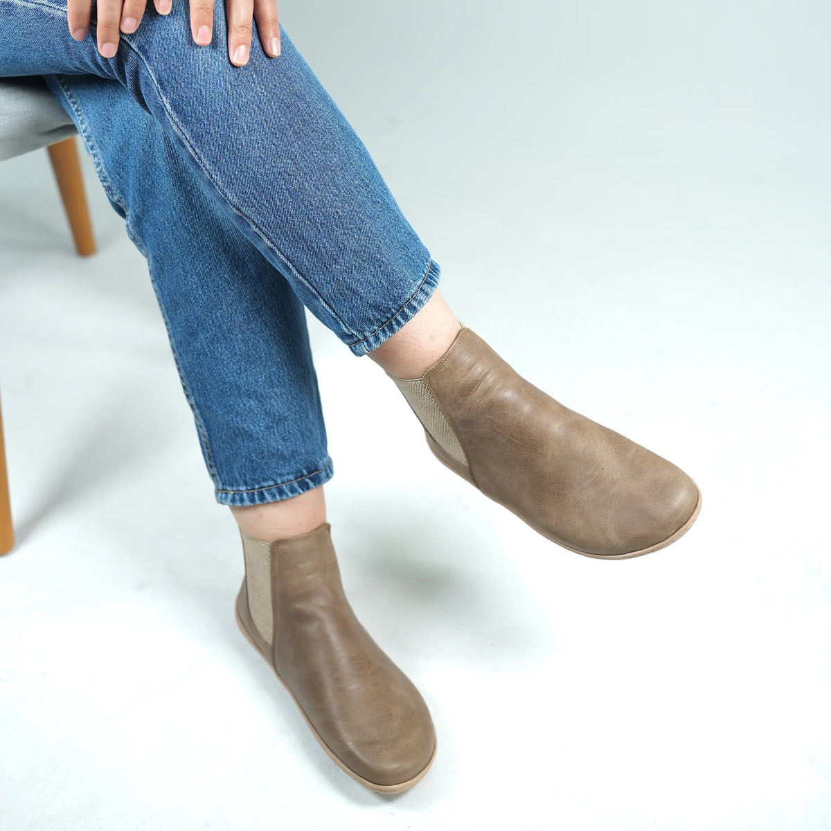 Crazy Barefoot Ankle Boots Shoes – 6mm Rubber Sole – Beige Bizon