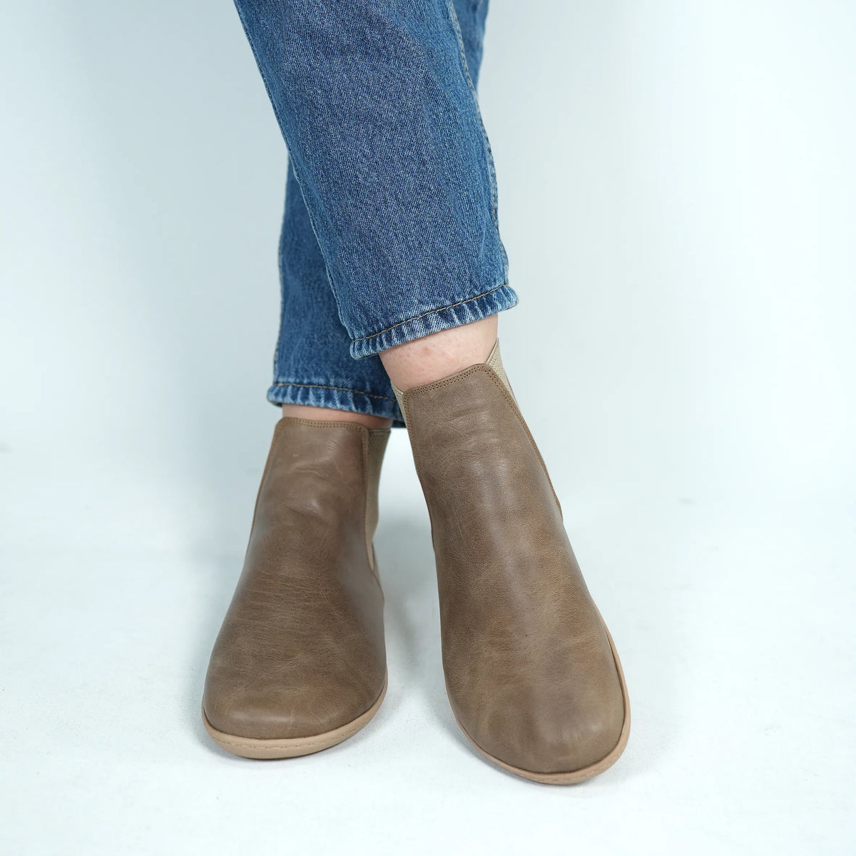 Crazy Barefoot Ankle Boots Shoes – 6mm Rubber Sole – Beige Bizon