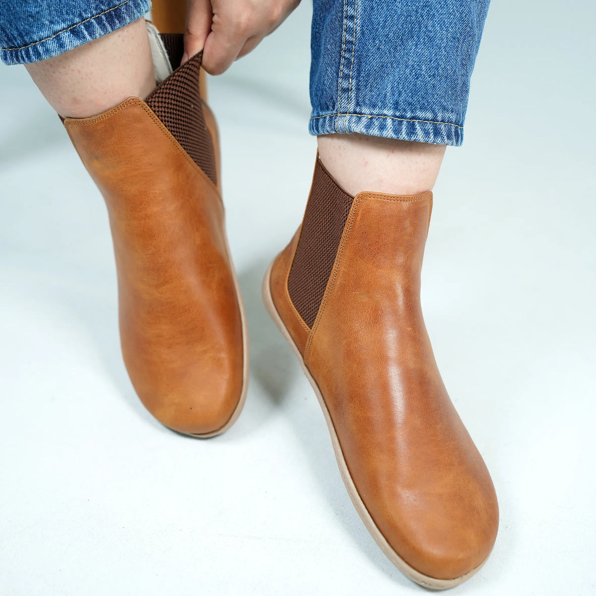 Crazy Barefoot Ankle Boots Shoes – 6mm Rubber Sole – Honey Camel