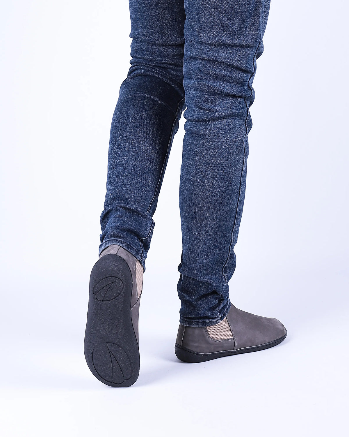Nubuck Barefoot Chelsea Boots Shoes – 6mm Rubber Sole – Gray