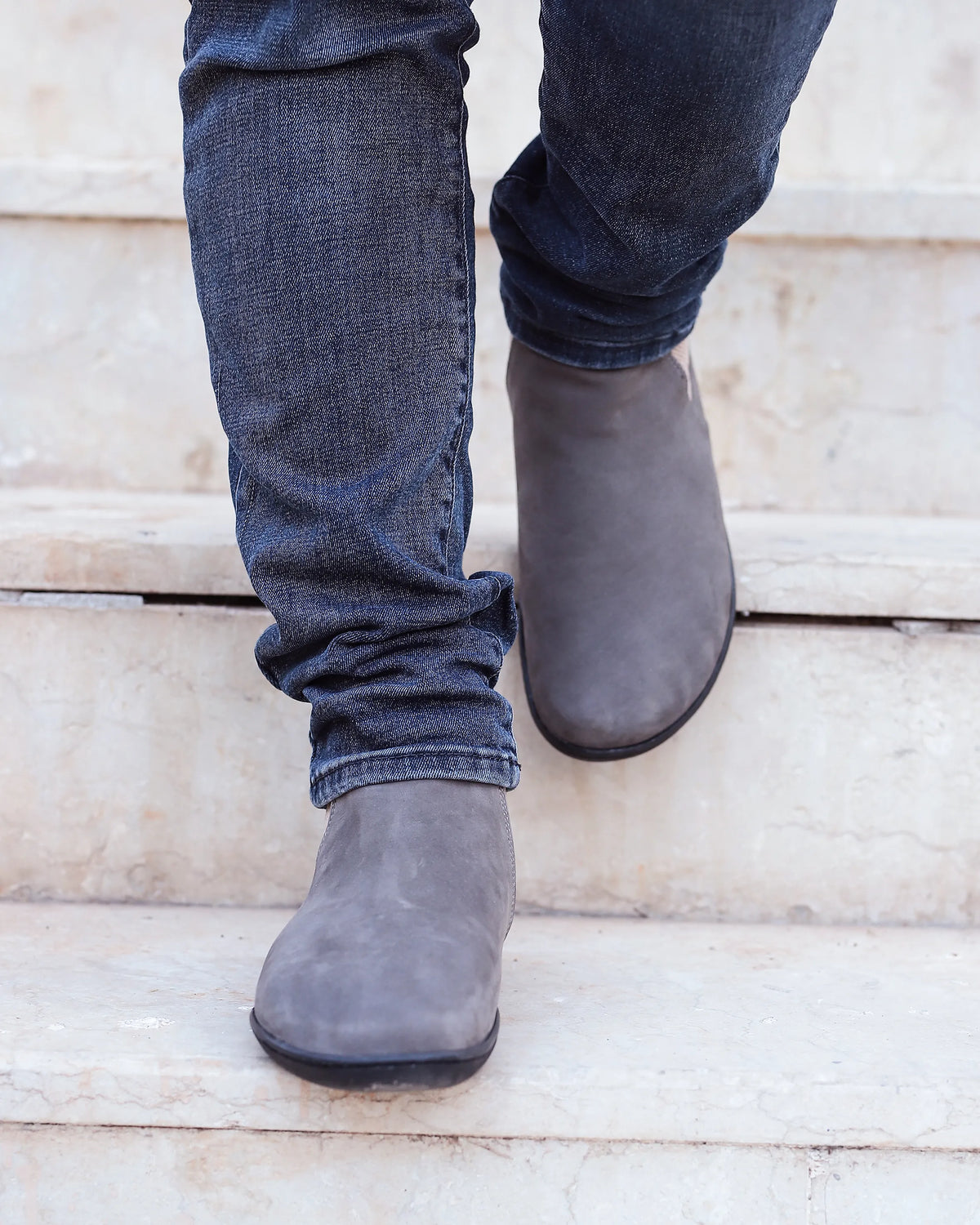 Nubuck Barefoot Chelsea Boots Shoes – 6mm Rubber Sole – Gray