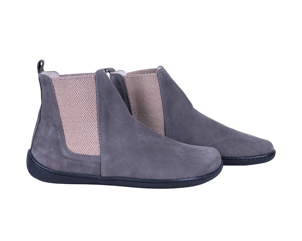 Nubuck Barefoot Chelsea Boots Shoes – 6mm Rubber Sole – Gray