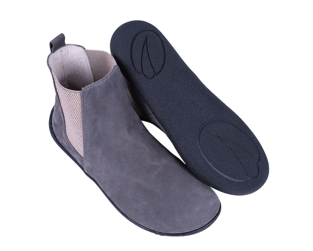 Nubuck Barefoot Chelsea Boots Shoes – 6mm Rubber Sole – Gray