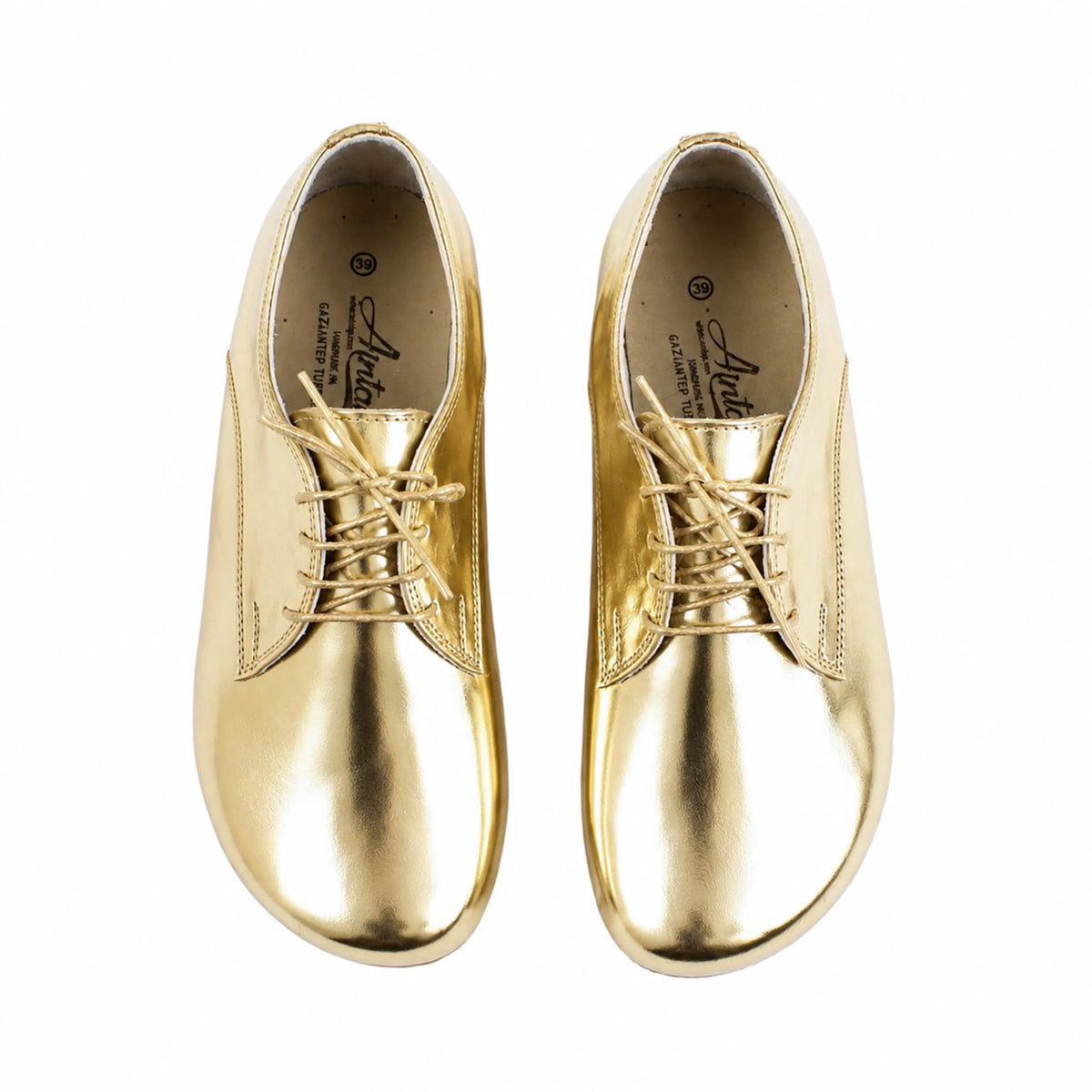 Bright Barefoot Oxford Shoes – Classic Sole — Leather Sole – Gold